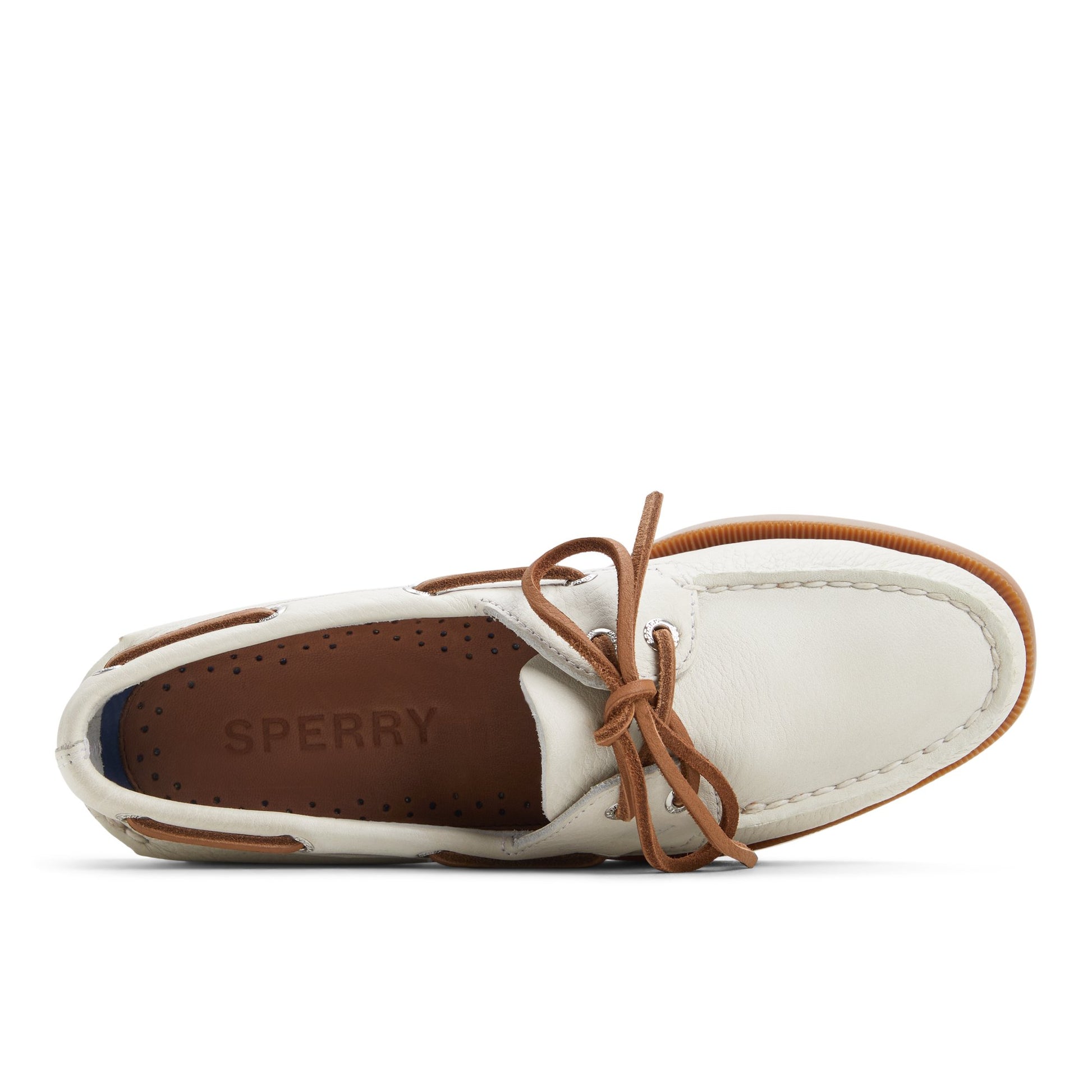 Top-down view of the White Authentic Original™ 2 Eye Boat Shoe Boat Shoes