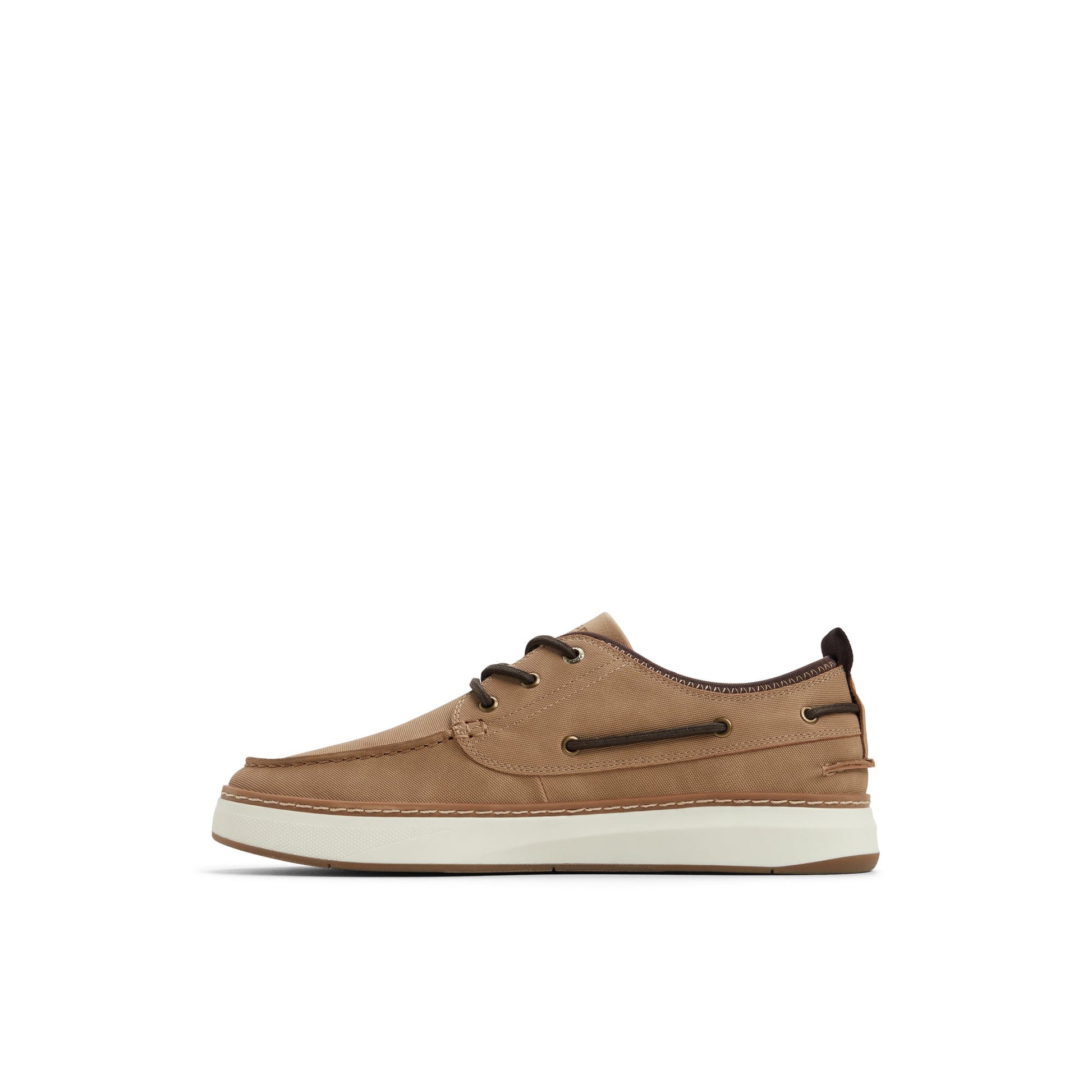 Three-quarter angle of Taupe Mocneo Boat Shoe Low Top Sneakers's back side