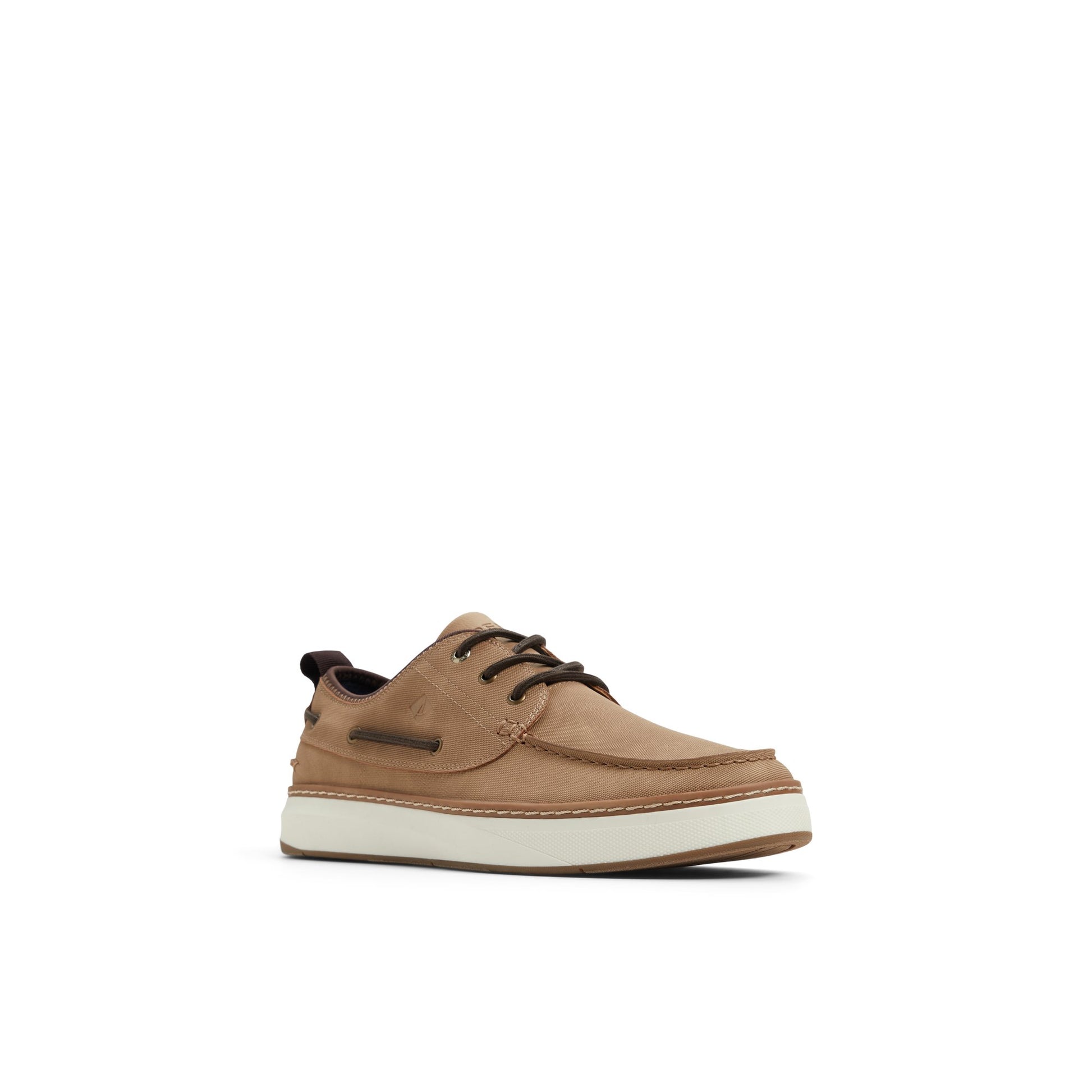 Side view of Taupe Mocneo Boat Shoe Low Top Sneakers
