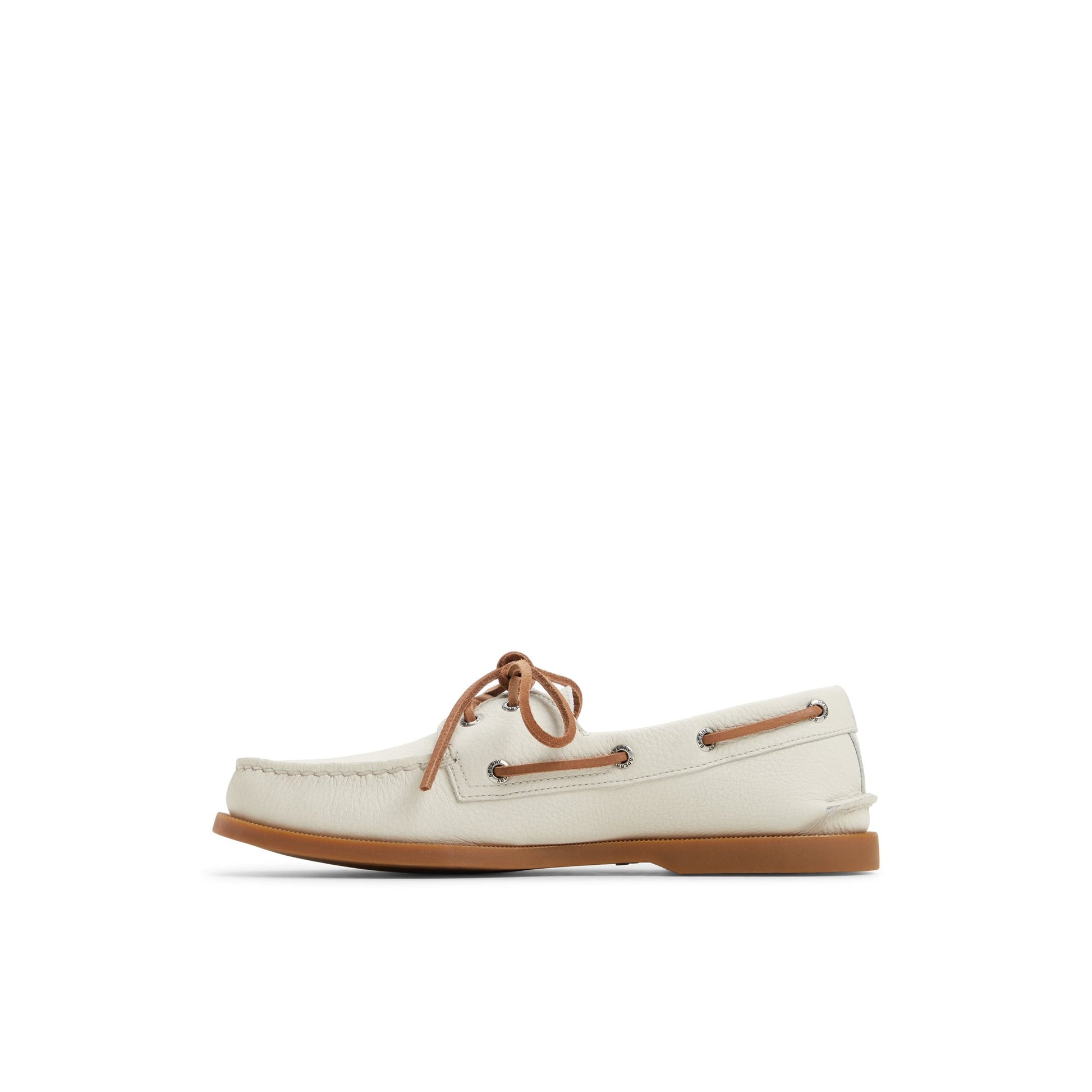 Three-quarter angle of Open white Authentic Original™ 2-Eye Boat Shoe Boat Shoes's back side