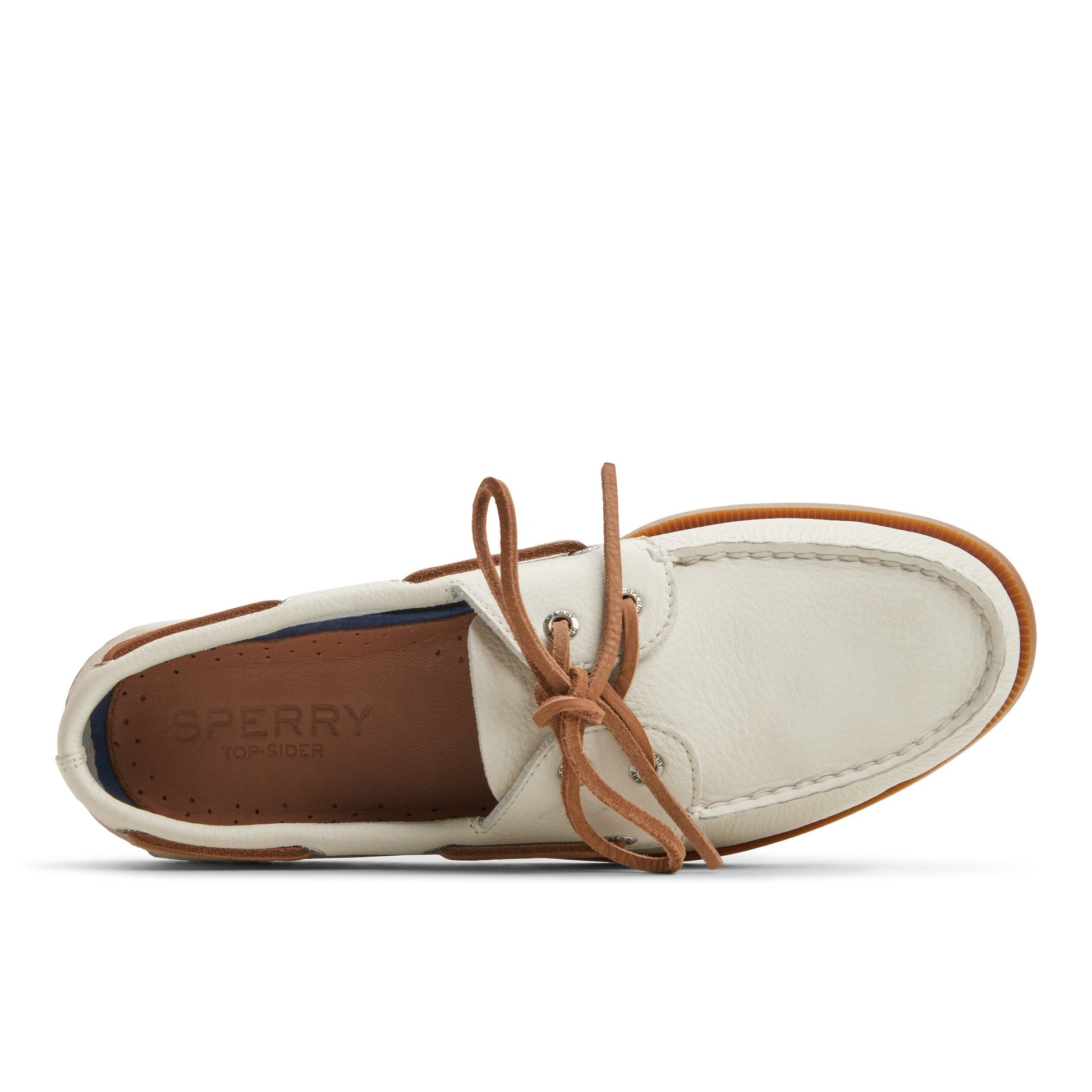Top-down view of the Open white Authentic Original™ 2-Eye Boat Shoe Boat Shoes
