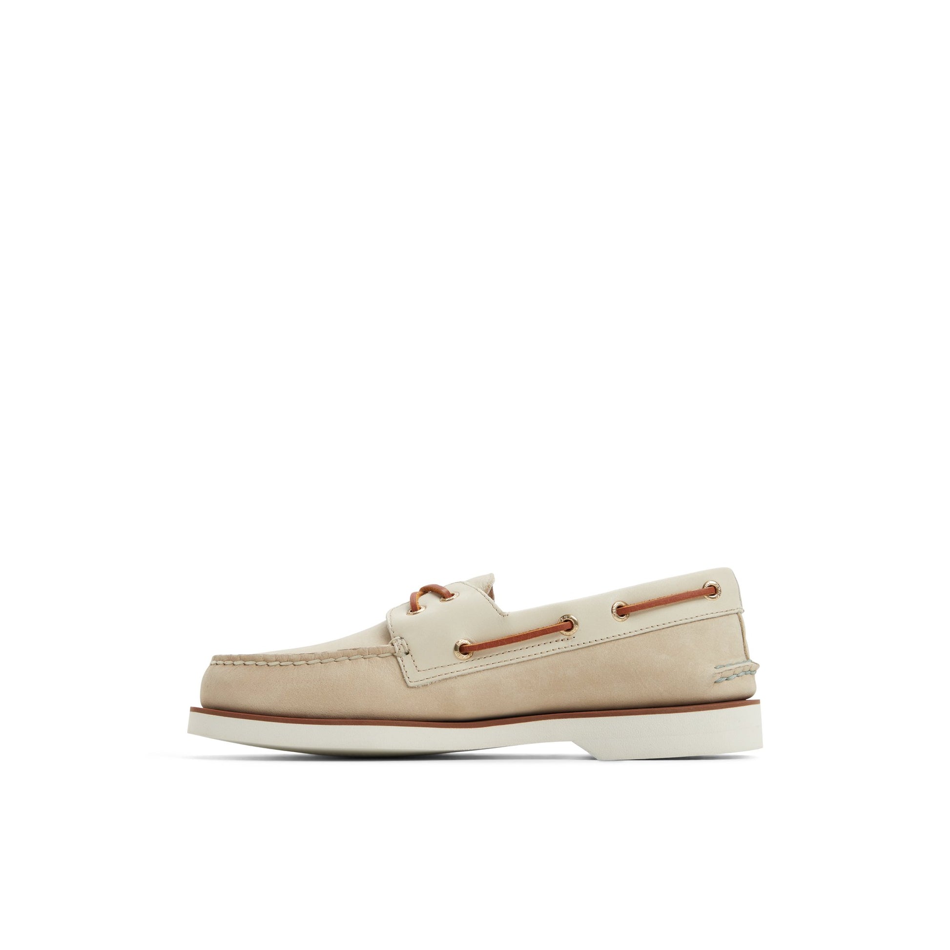 Three-quarter angle of Cream Authentic Original™ 2-Eye Boat Shoe Boat Shoes's back side