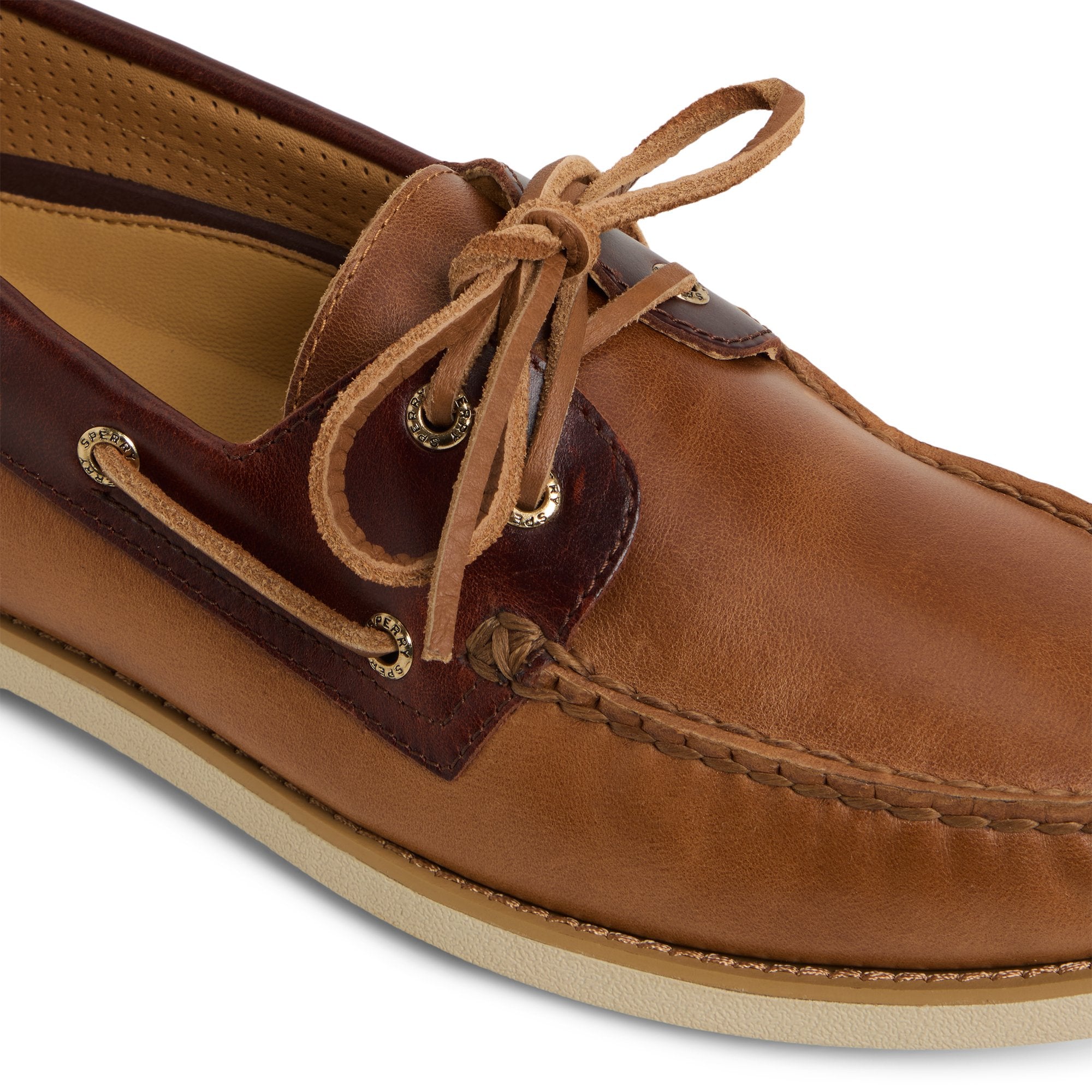 Gold Authentic Original™ 2-Eye Lite Boat Shoe Tan Combo Men's Leather |  Sperry
