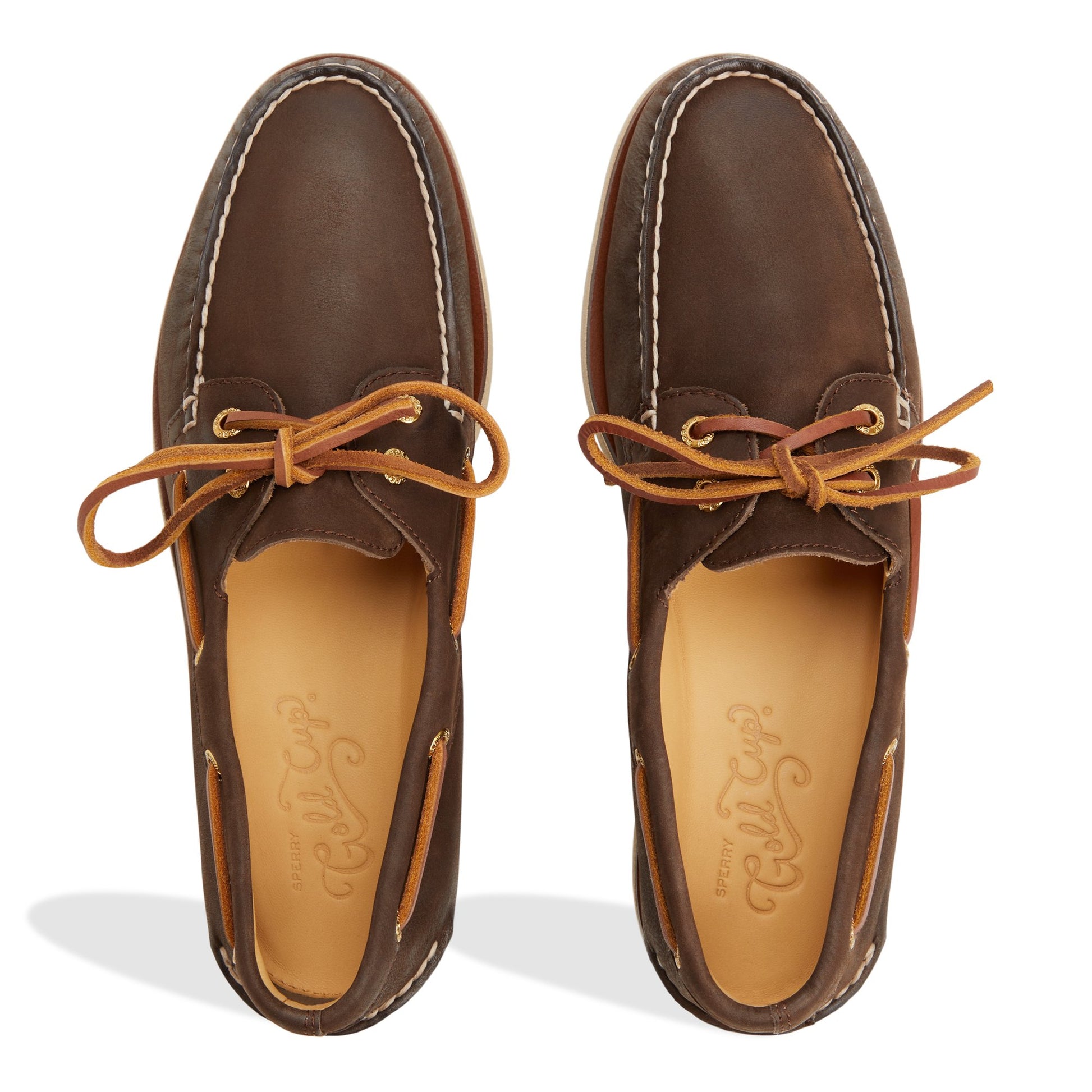Top-down view of the Brown Gold Cup™ Authentic Original™ 2-Eye Boat Shoe Boat Shoes