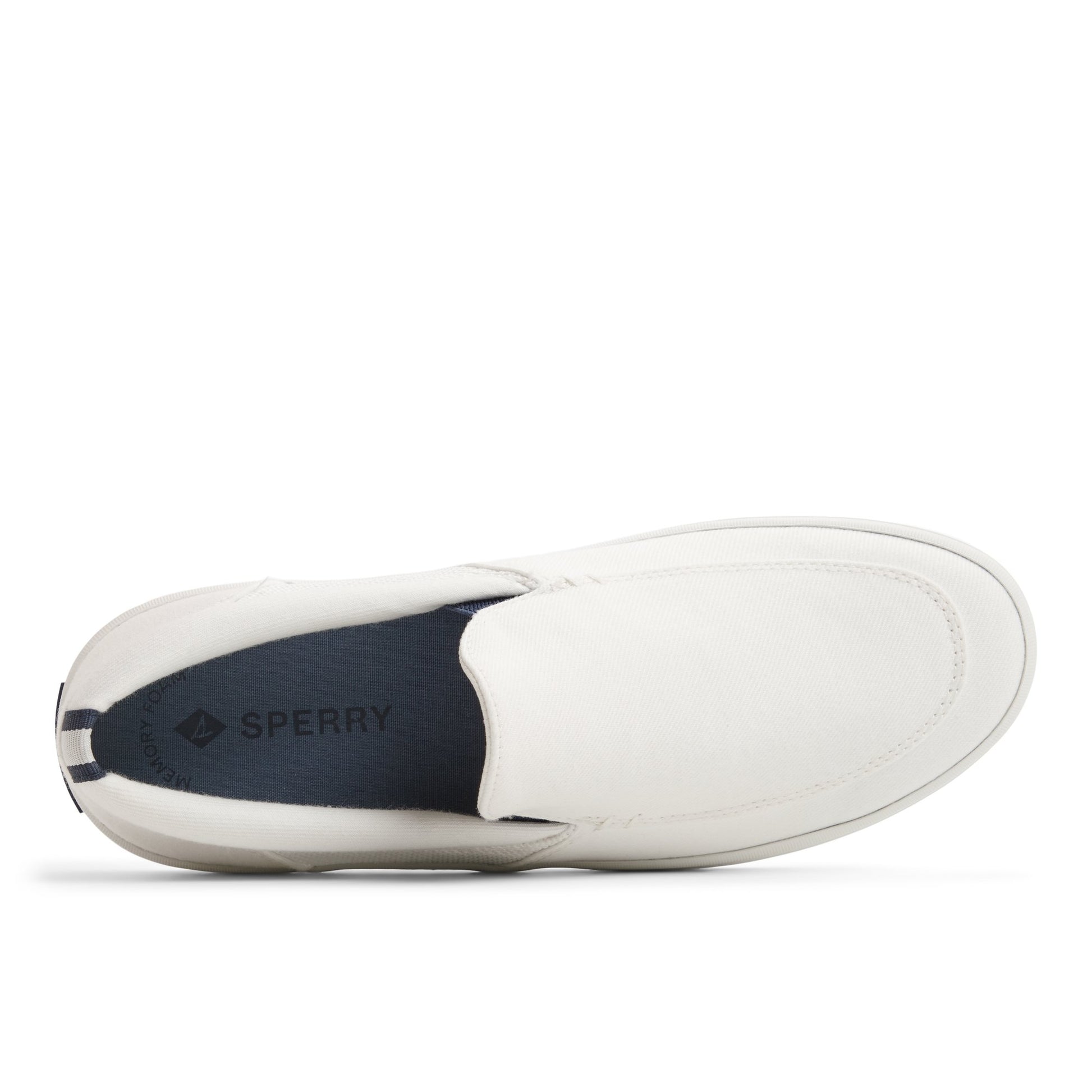 Top-down view of the White Bowery Slip On Sneaker Slip-on Sneakers