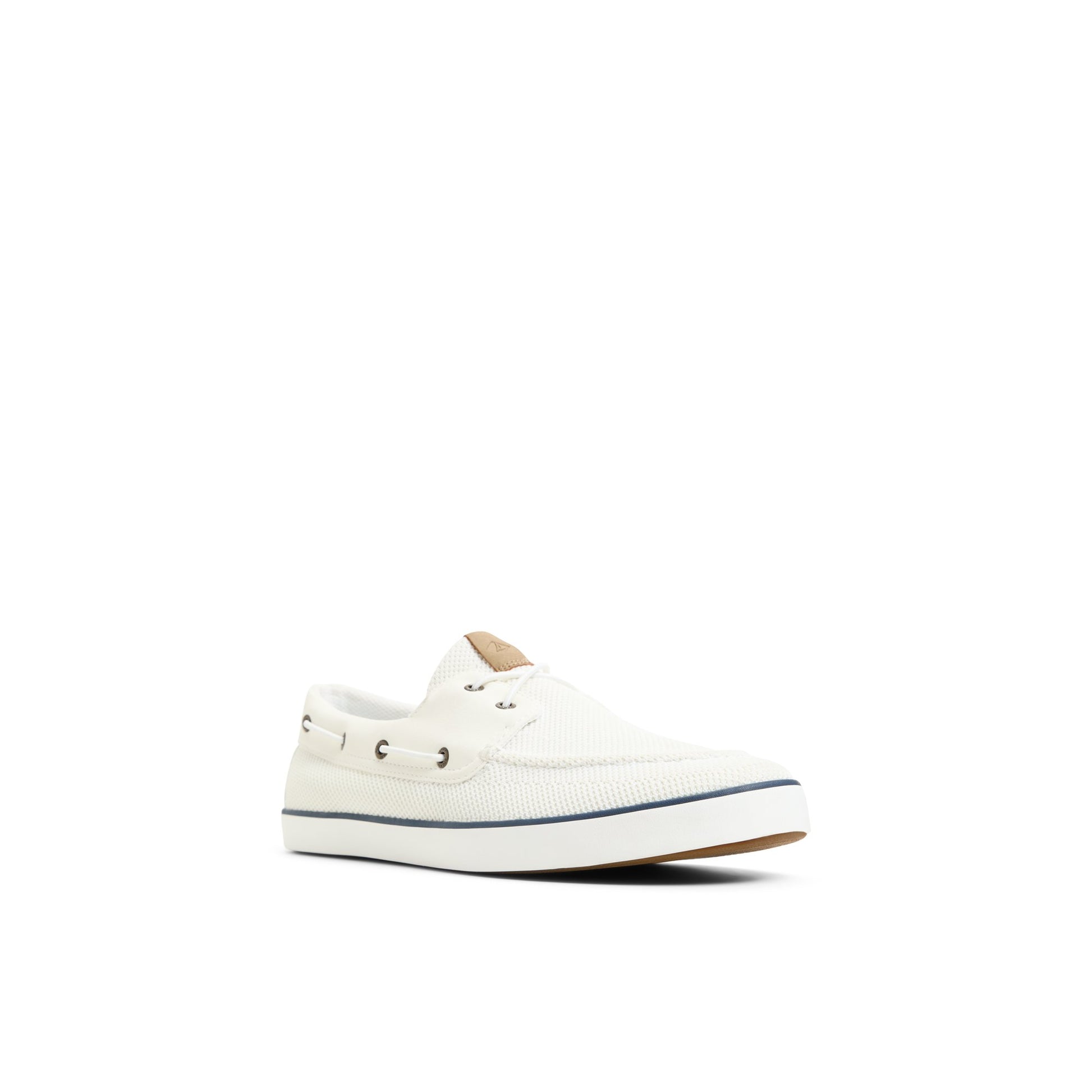 Side view of White Bahama II Knit Boat Shoes