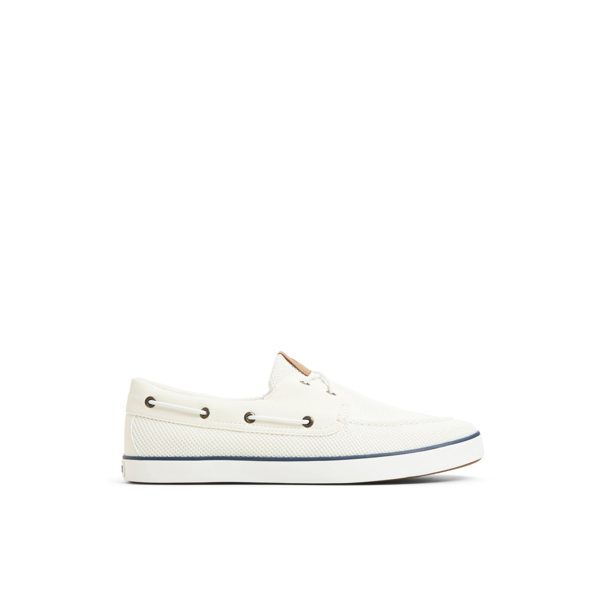 Main View of White Bahama II Knit Boat Shoes for Mens