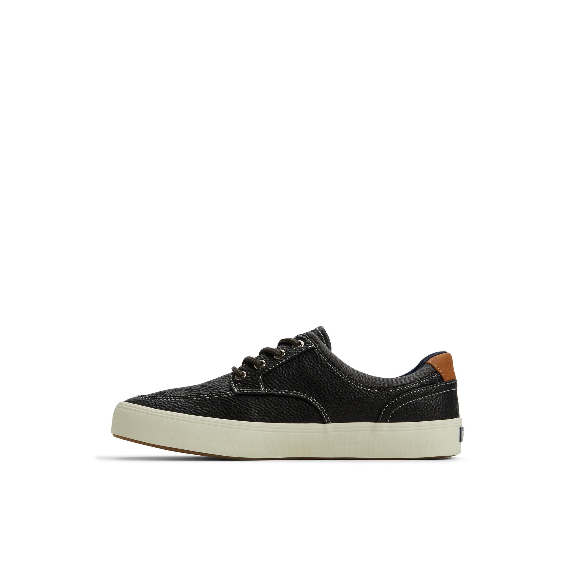 Three-quarter angle of Black Moc Striper Sneakers Low Top Sneakers's back side