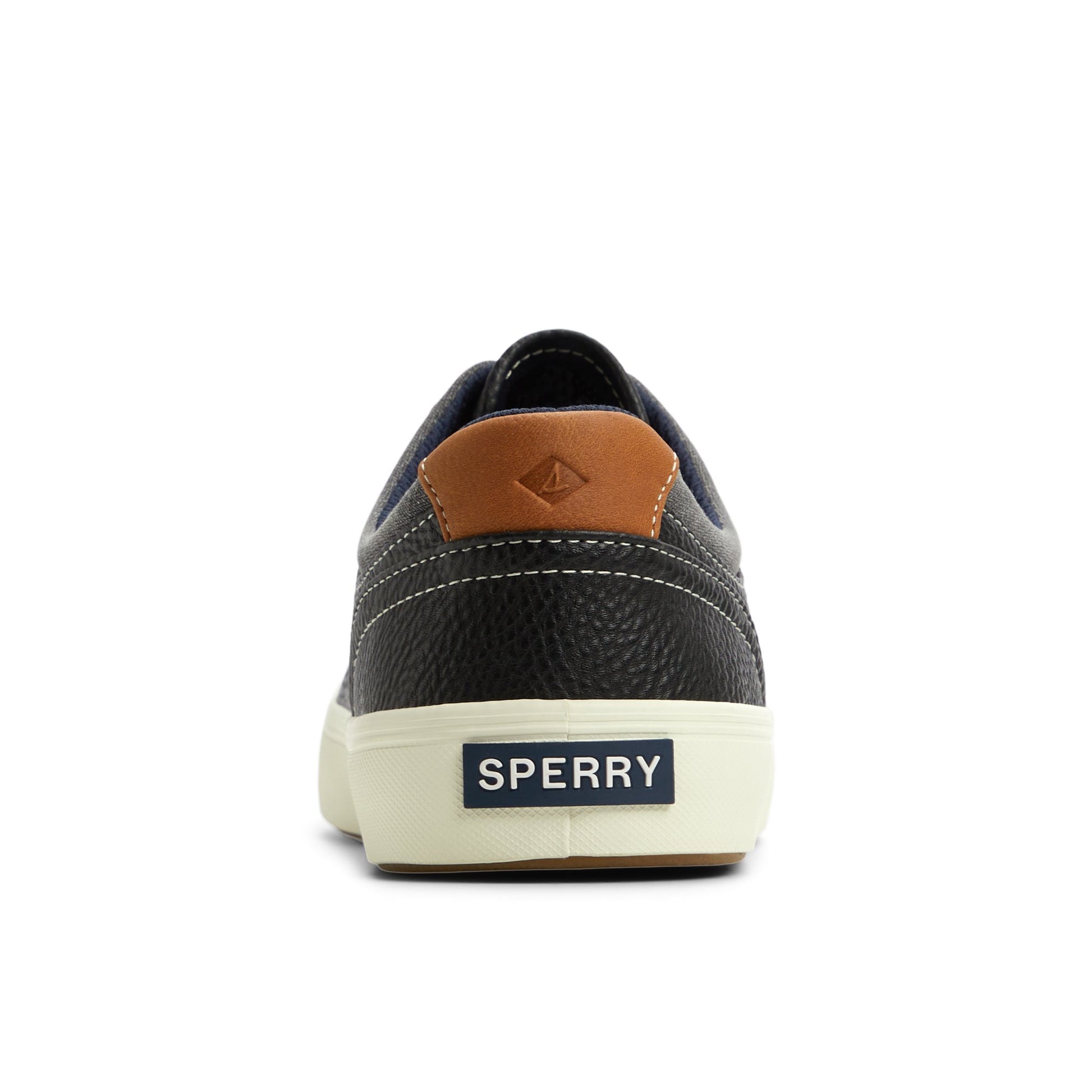Three-quarter angle of Black Moc Striper Sneakers Low Top Sneakers's front side