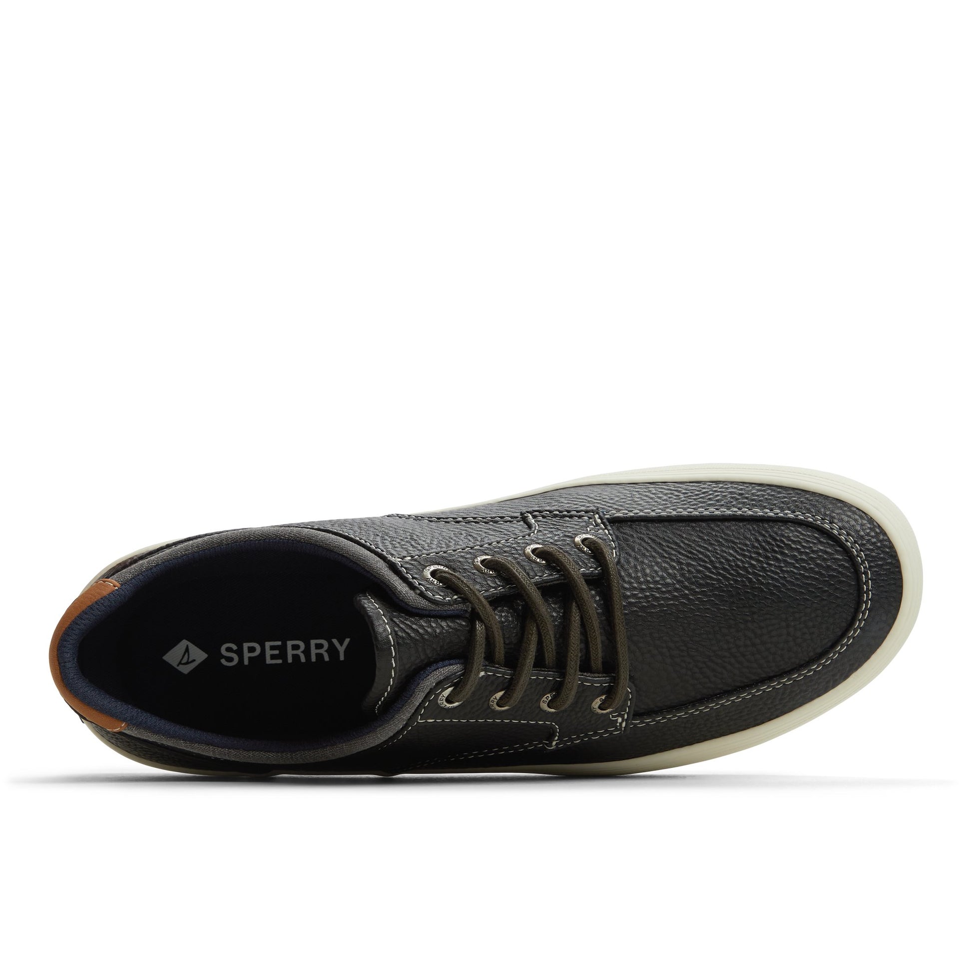 Top-down view of the Black Moc Striper Sneakers Low Top Sneakers