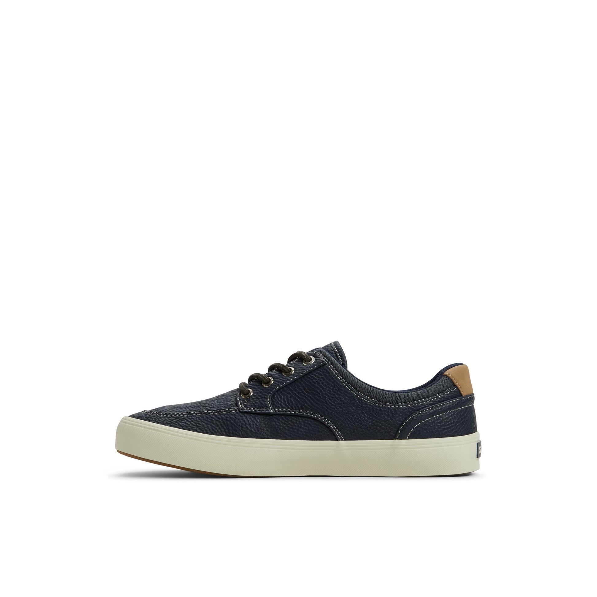Three-quarter angle of Navy Moc Striper Sneakers Low Top Sneakers's back side