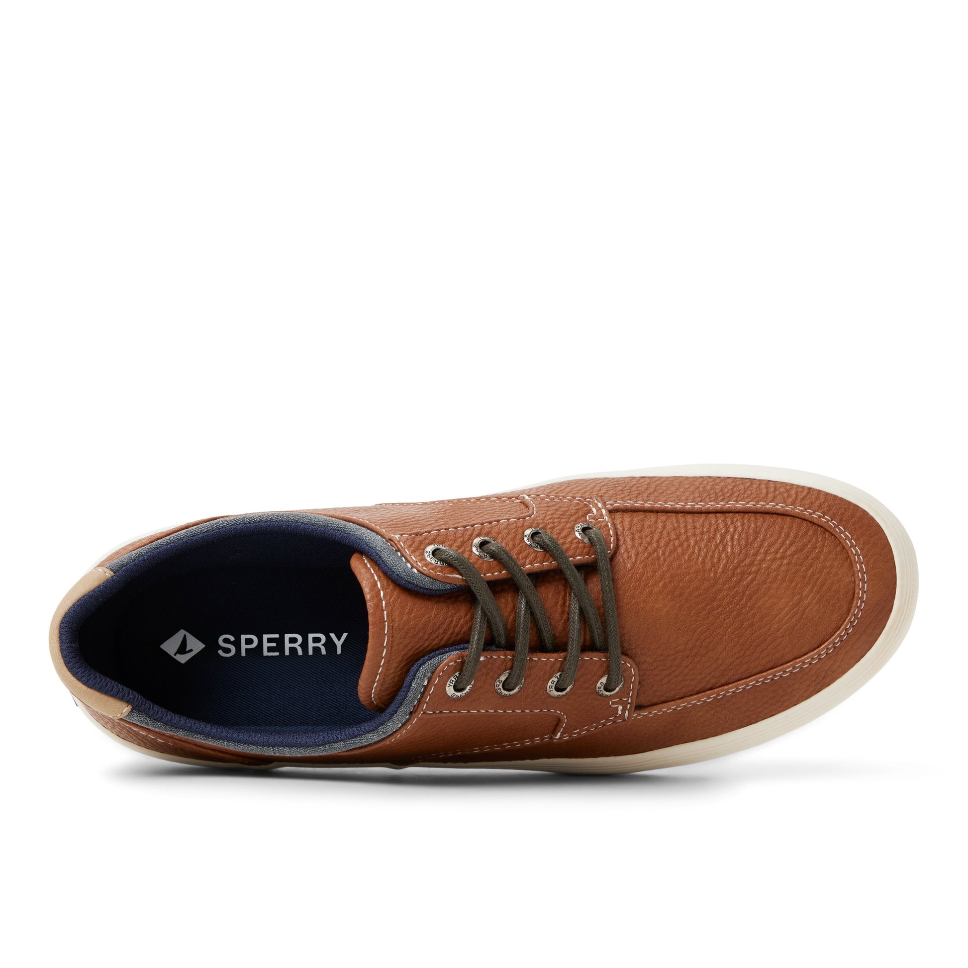 Top-down view of the Tan Moc Striper Sneakers Low Top Sneakers