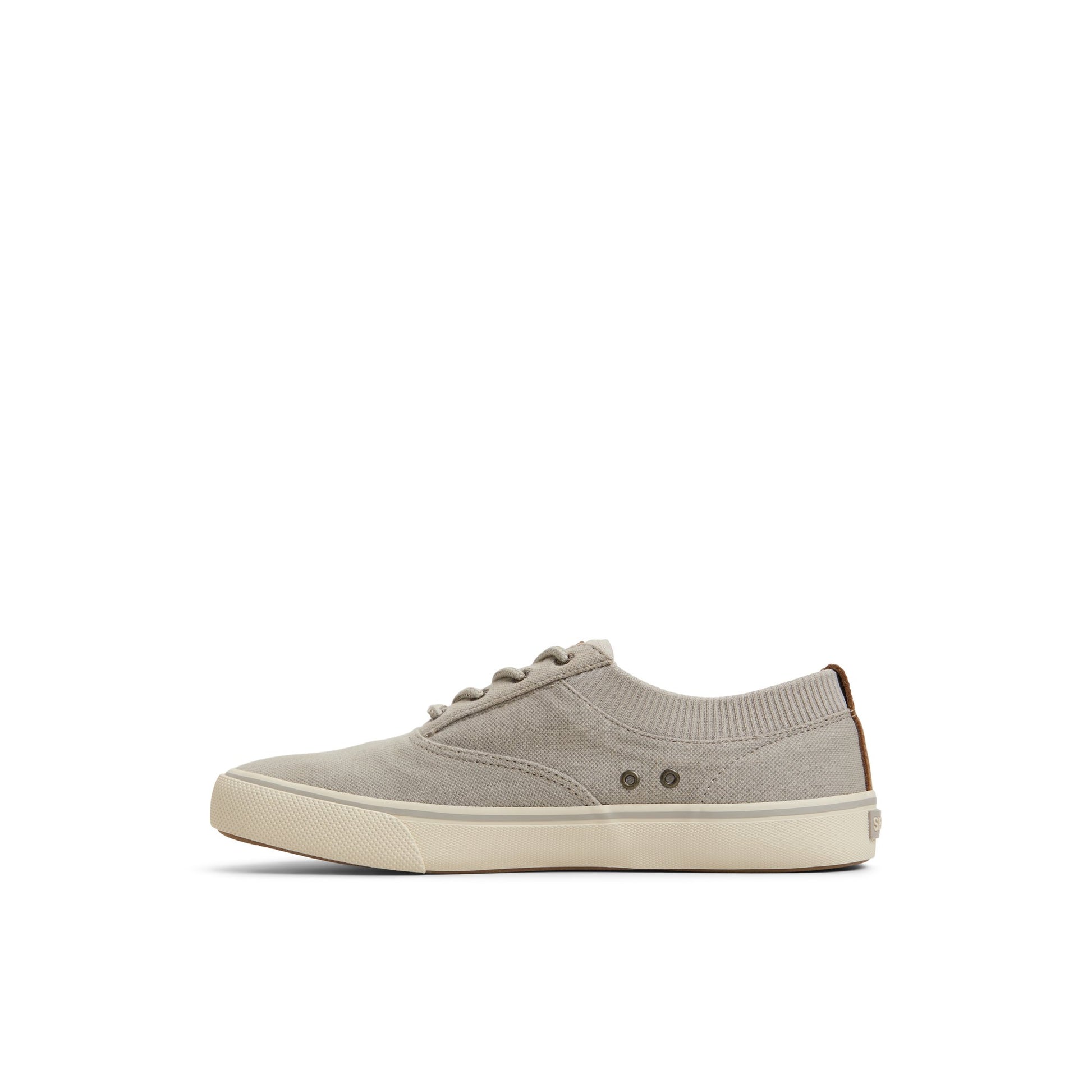 Three-quarter angle of Grey Striper II Knit Sneaker Low Top Sneakers's back side