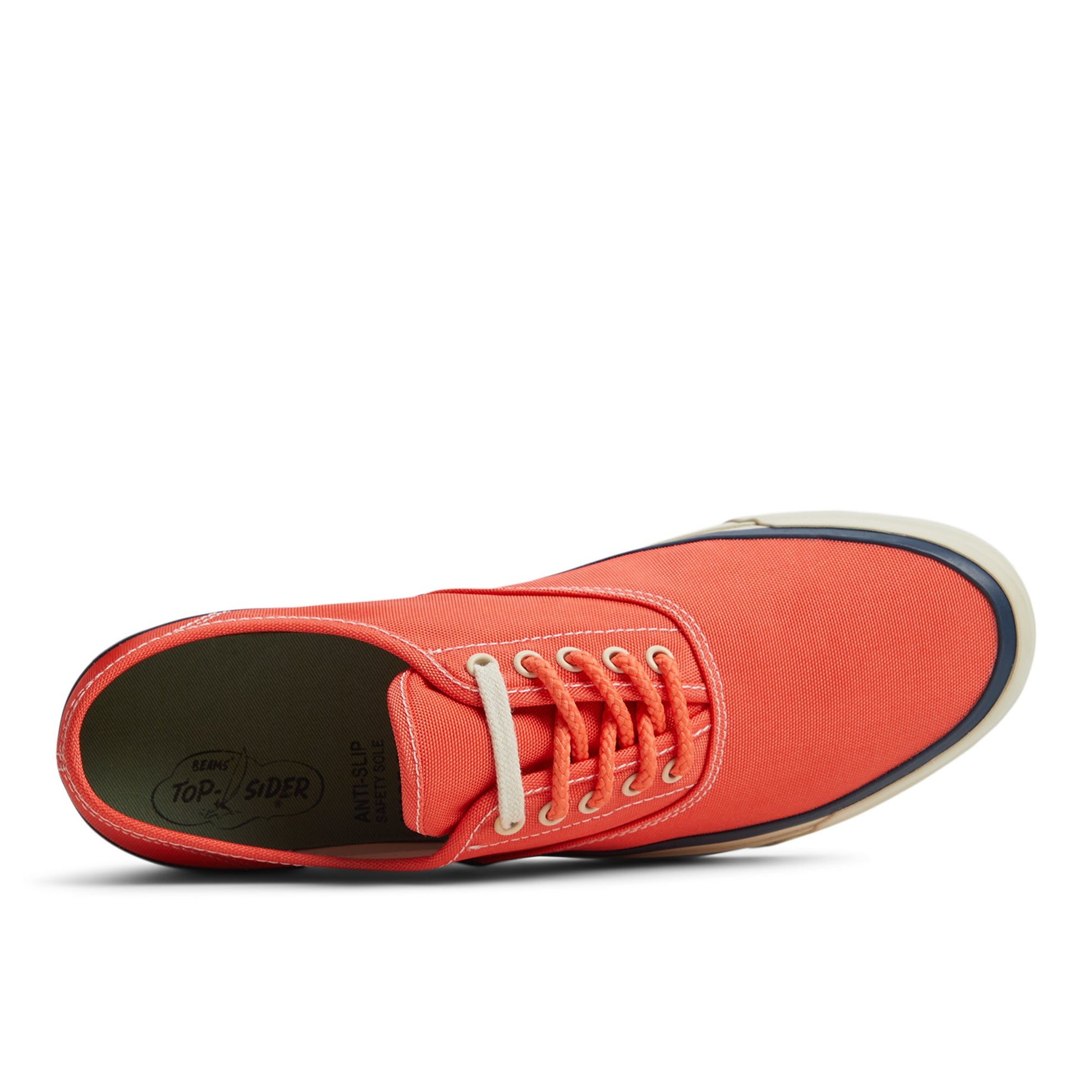 Top-down view of the Red Sperry x BEAMS PLUS Nylon CVO Low Top Sneakers
