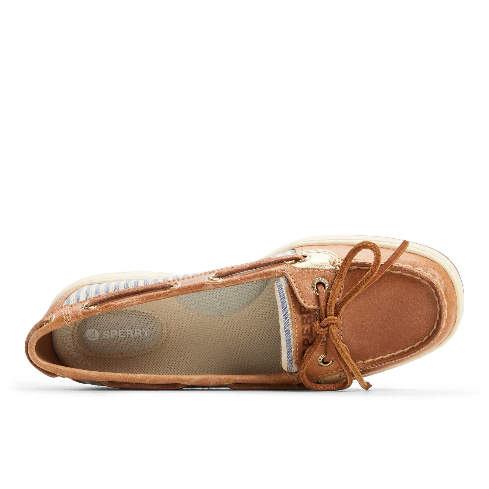 Top-down view of the Tan multi Angelfish 1 Eye Boat Shoe Boat Shoes