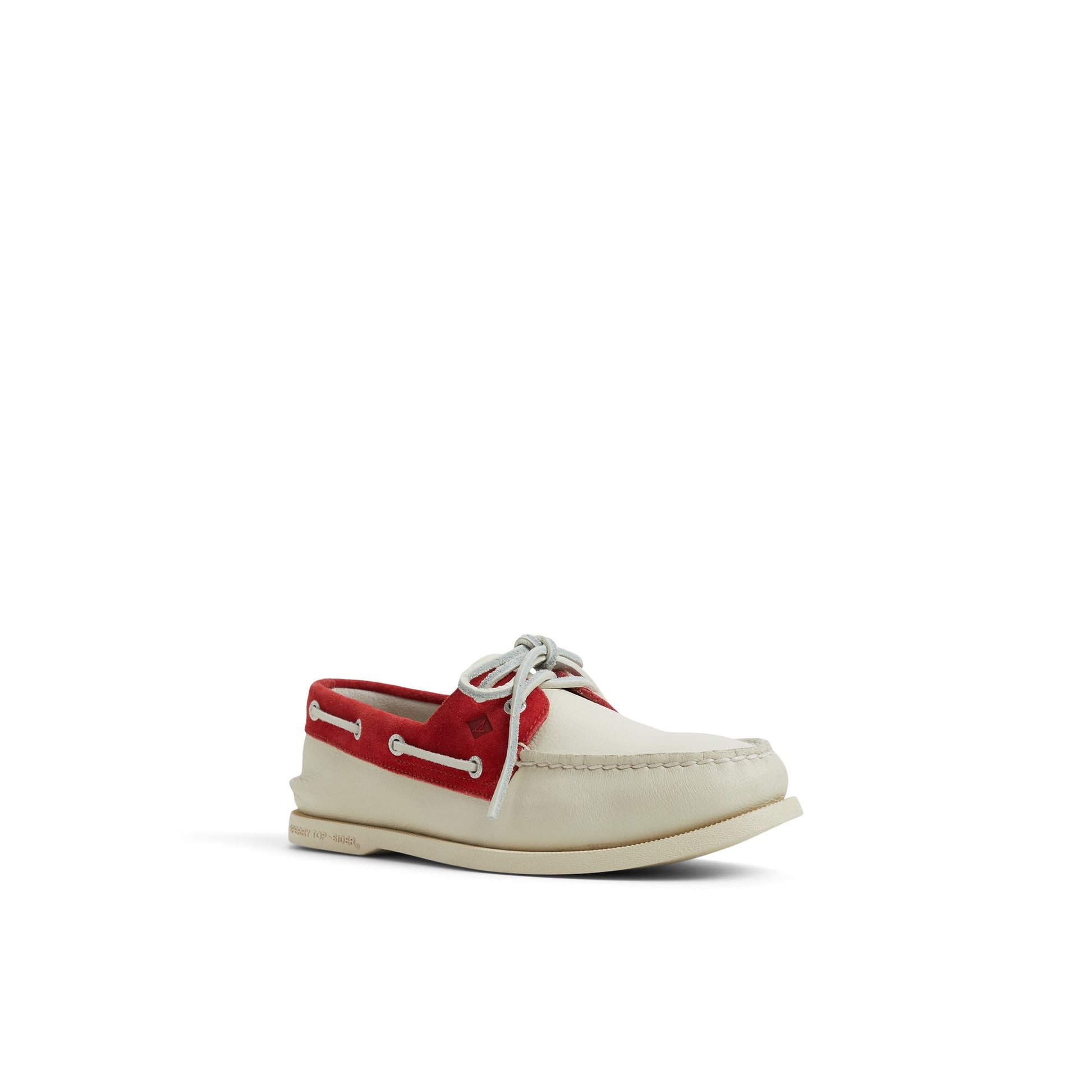 Side view of Red/White Authentic Original™ 2-Eye Boat Shoe Boat Shoes