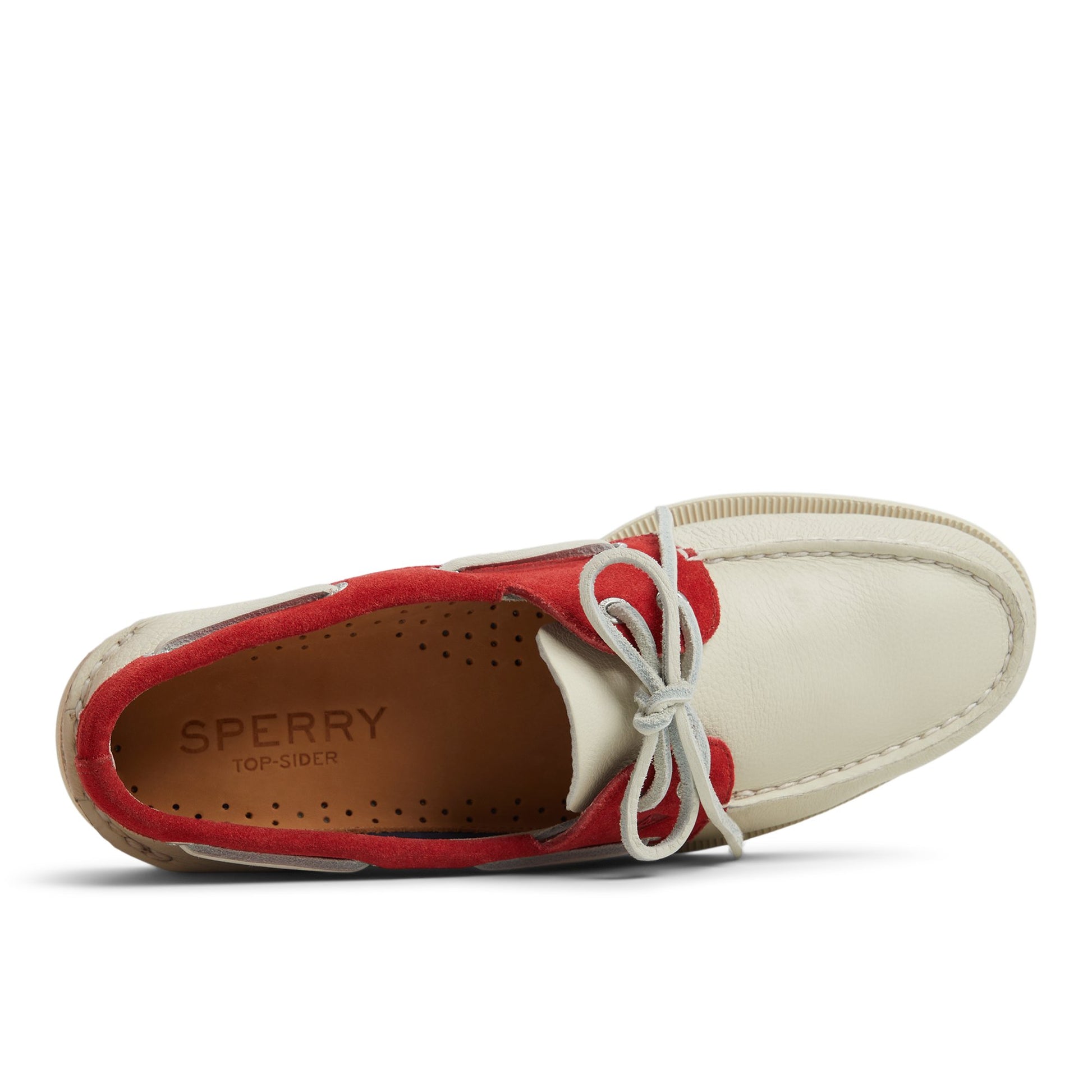 Top-down view of the Red/White Authentic Original™ 2-Eye Boat Shoe Boat Shoes