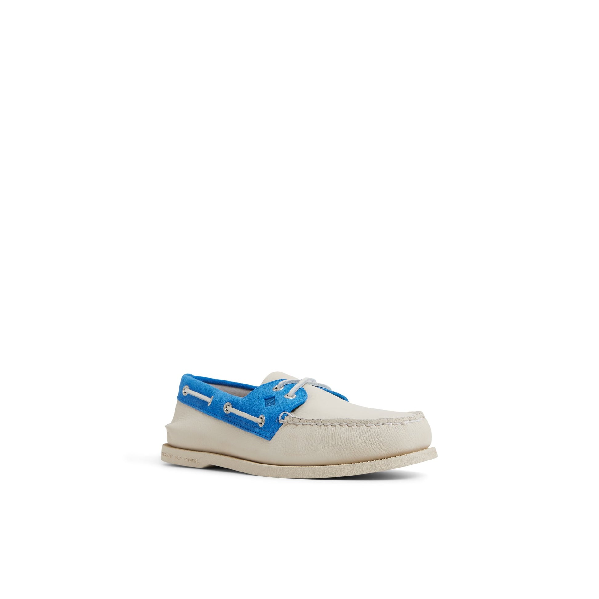 Side view of White/Blue Authentic Original™ 2-Eye Boat Shoe Boat Shoes