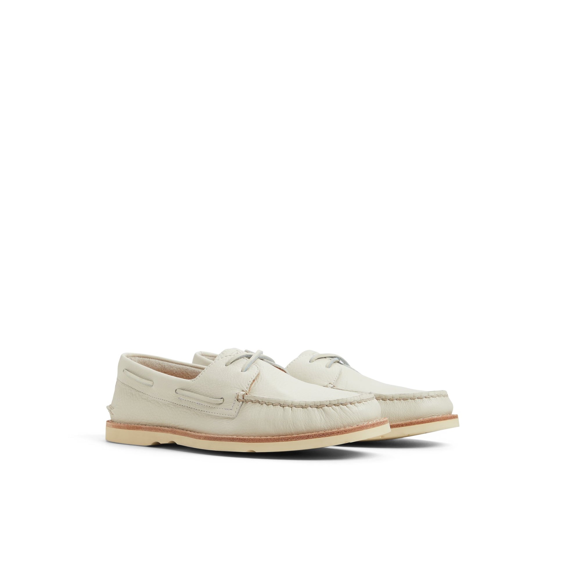 Side view of Cream Authentic Original™ 2 Eye Ripple Boat Shoe Boat Shoes