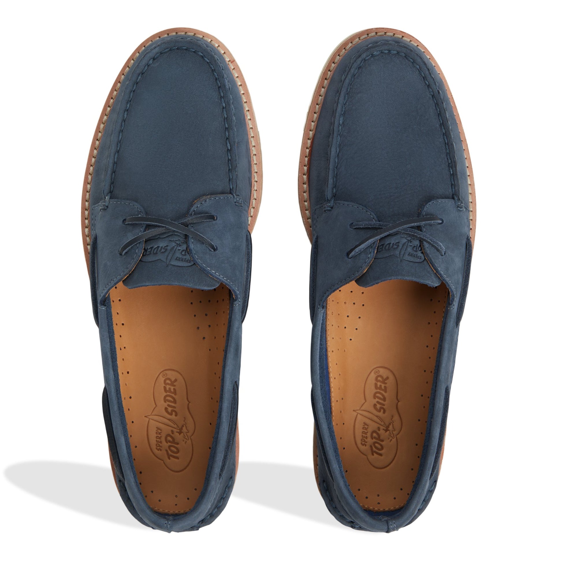 Top-down view of the Dust Blue Authentic Original™ 2 Eye Ripple Boat Shoe Boat Shoe