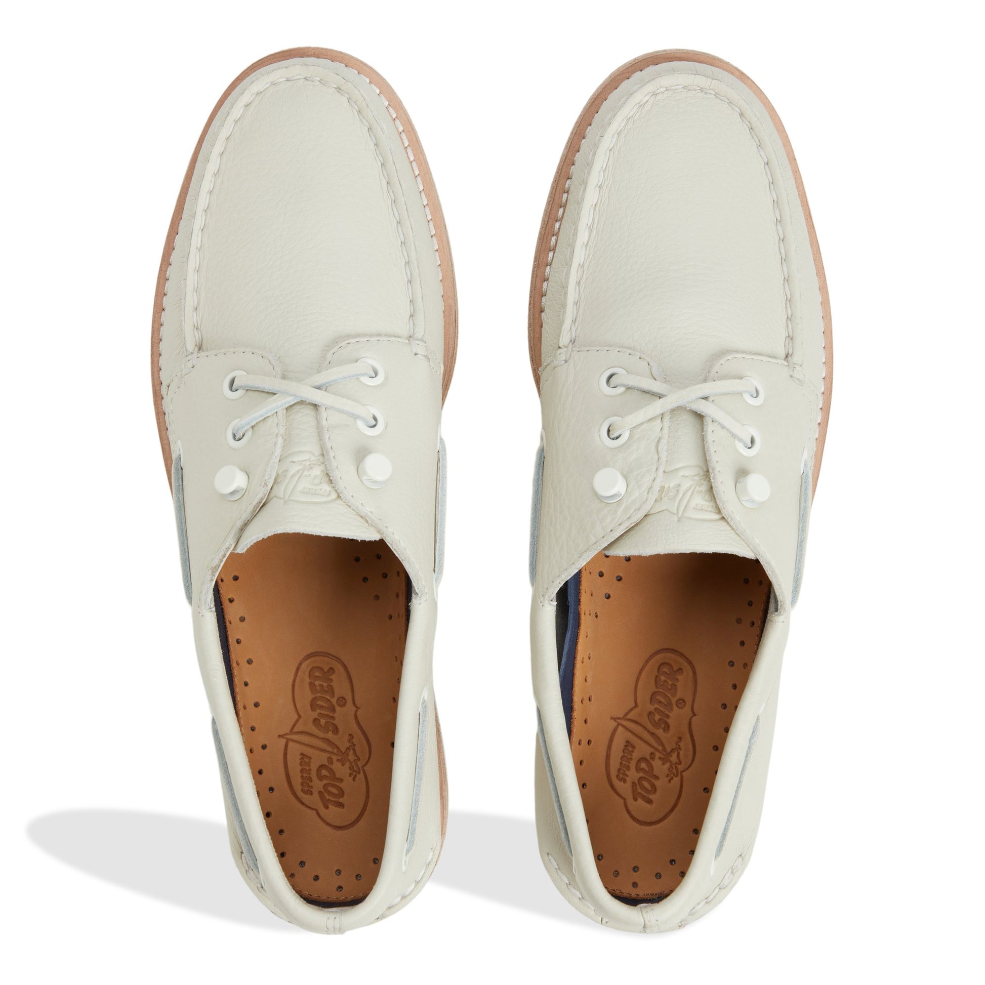 Top-down view of the Cream Authentic Original™ 3 Eye Boat Shoe Boat Shoes