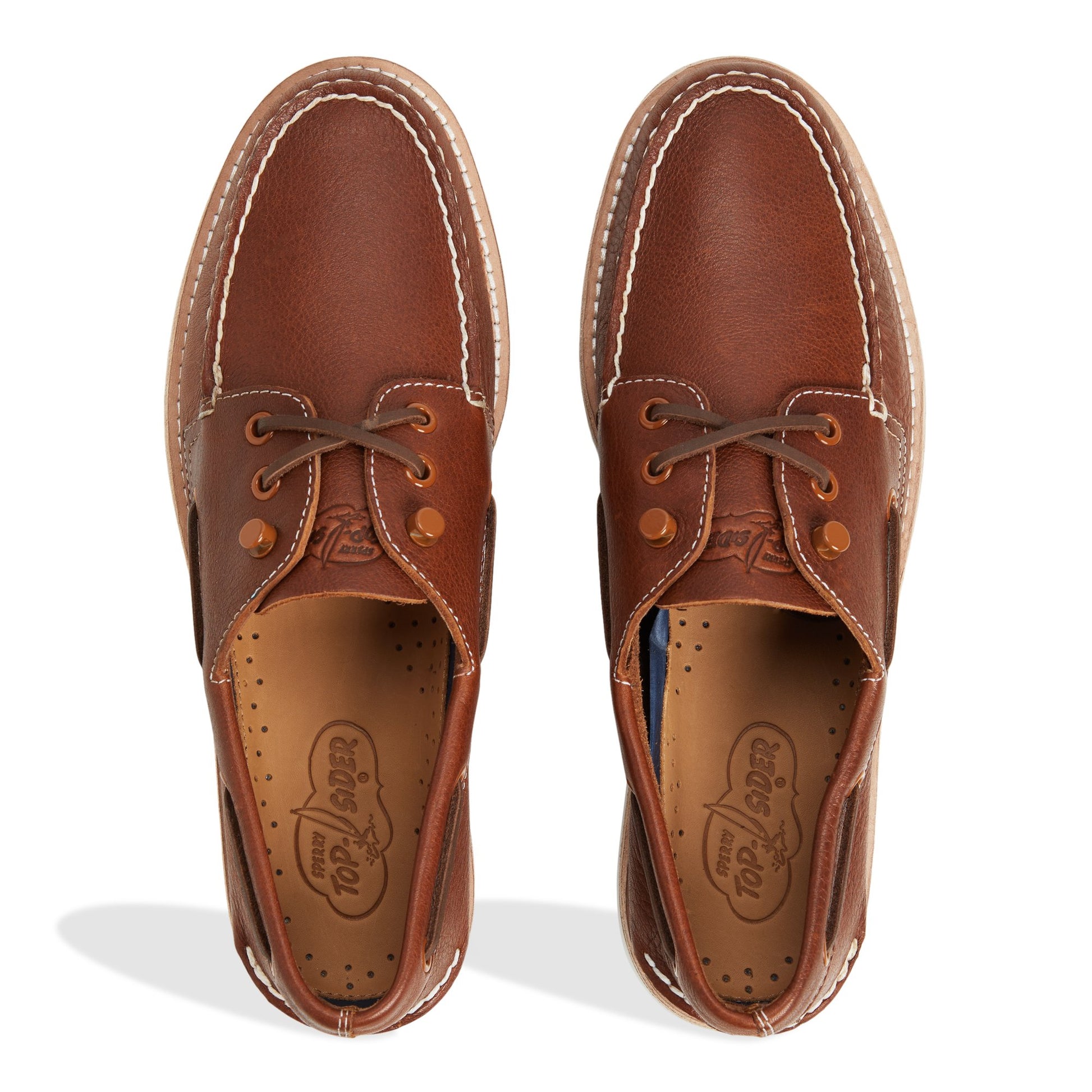 Top-down view of the Brown Authentic Original™ 3 Eye Boat Shoe Boat Shoe