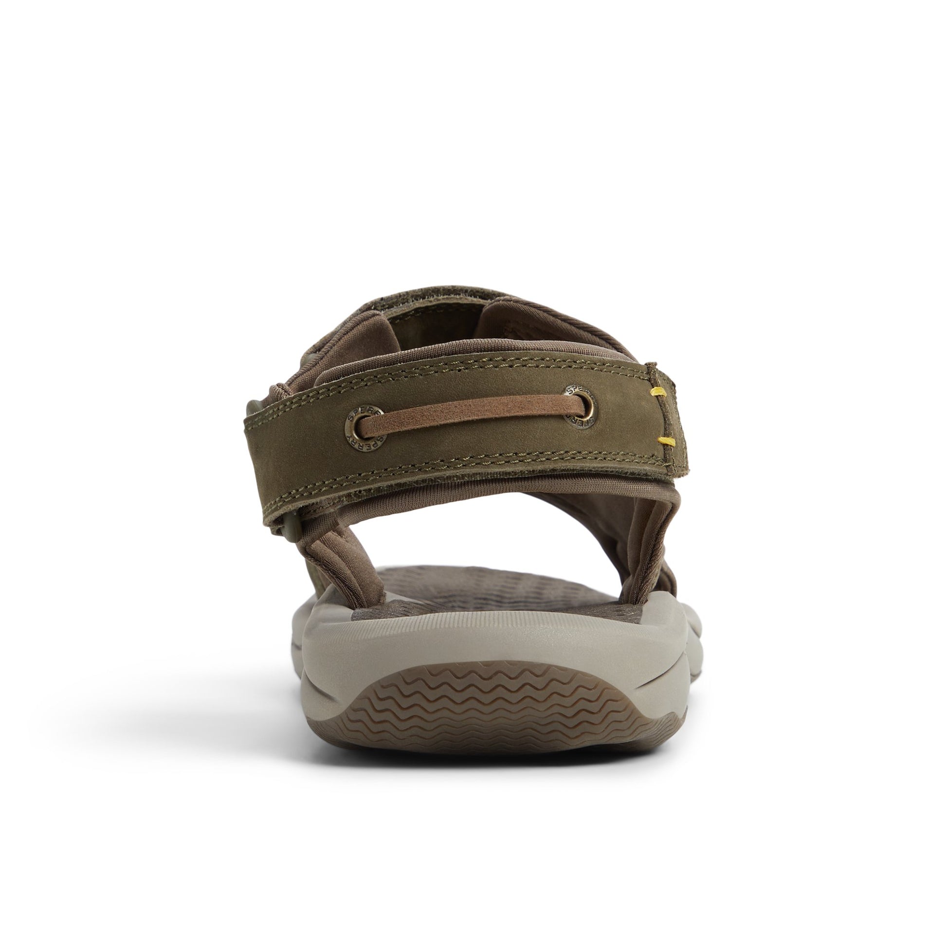 Three-quarter angle of Olive Deltona Strap Sandal Slide Sandals's front side