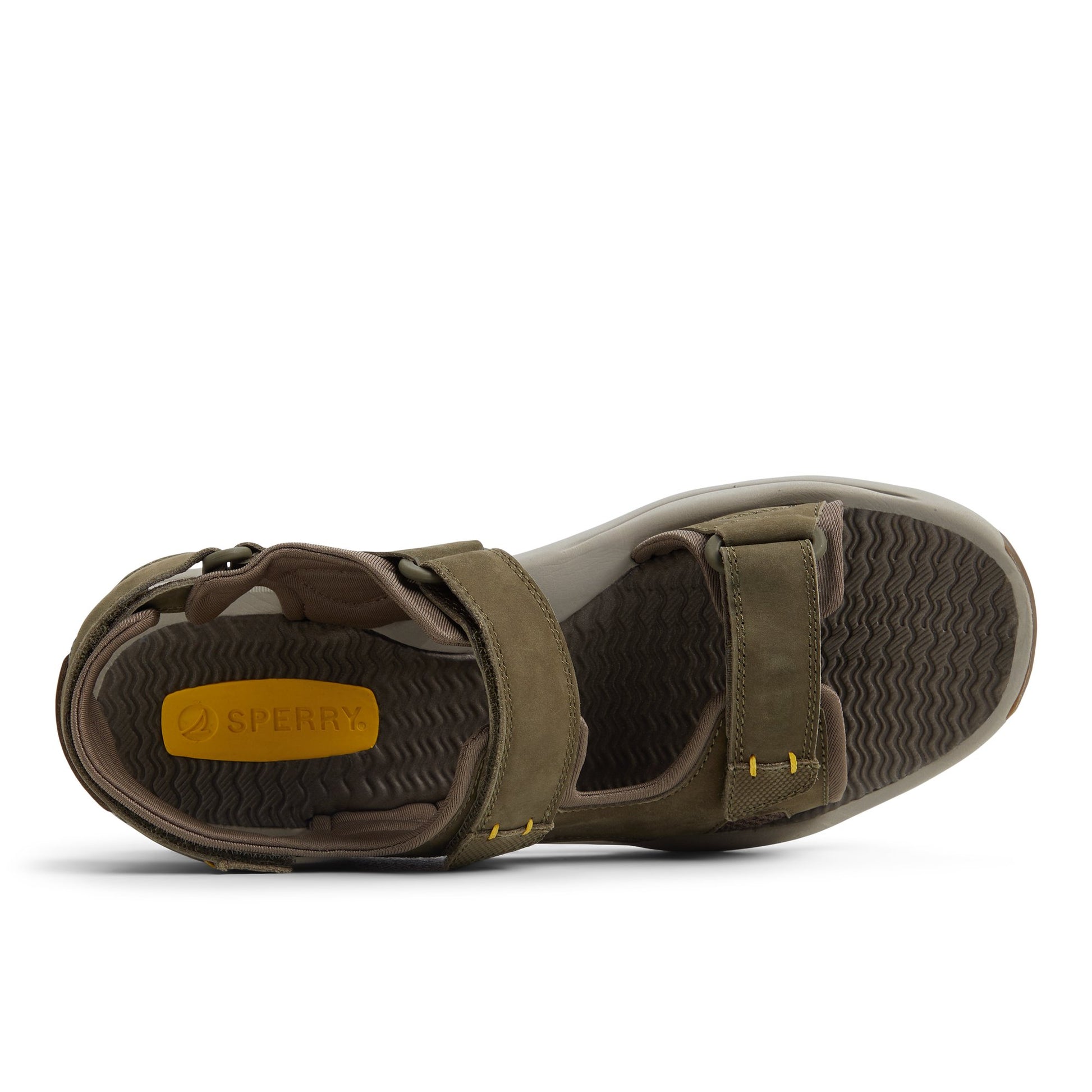 Top-down view of the Olive Deltona Strap Sandal Slide Sandals