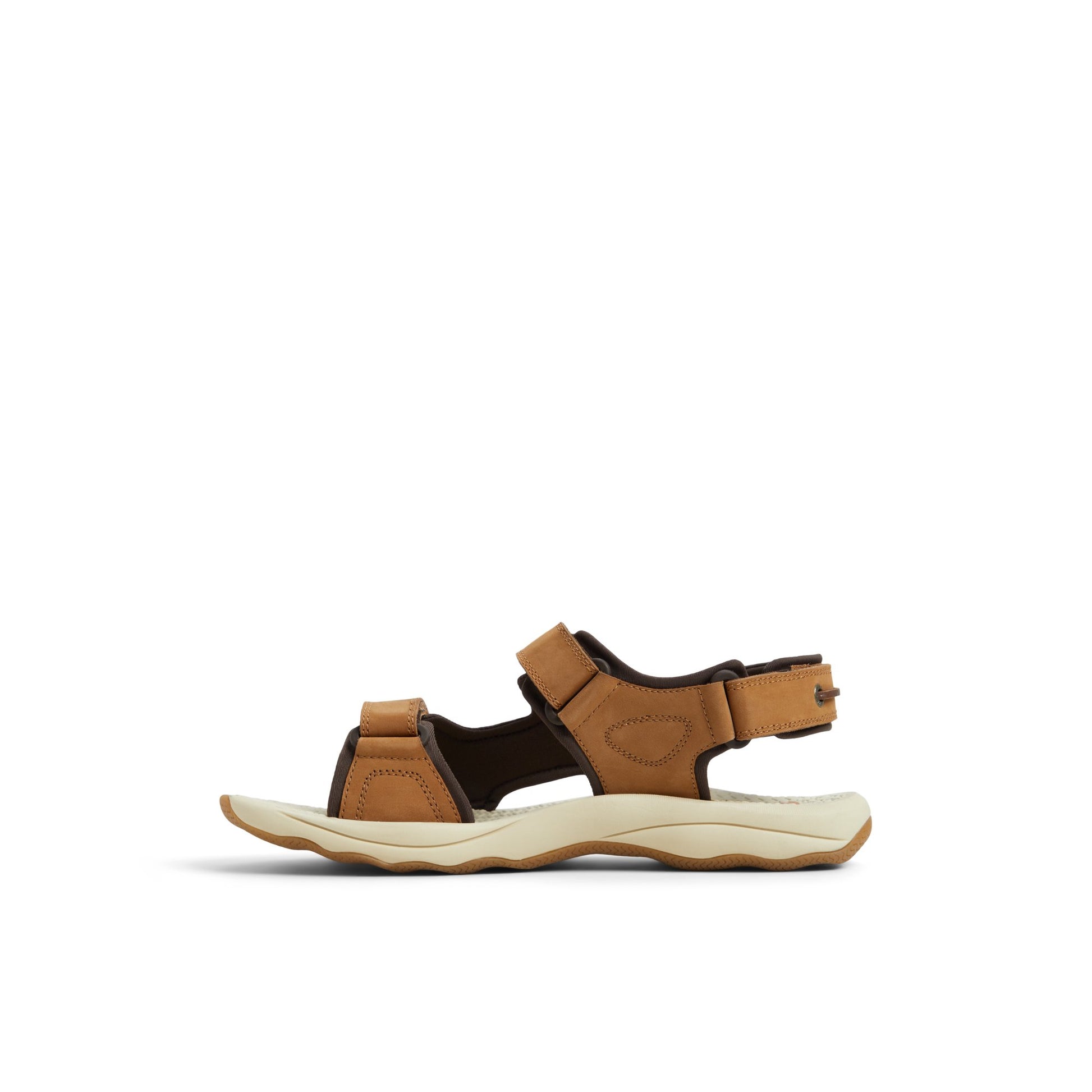 Three-quarter angle of Tan Deltona Strap Sandal Slide Sandals's back side