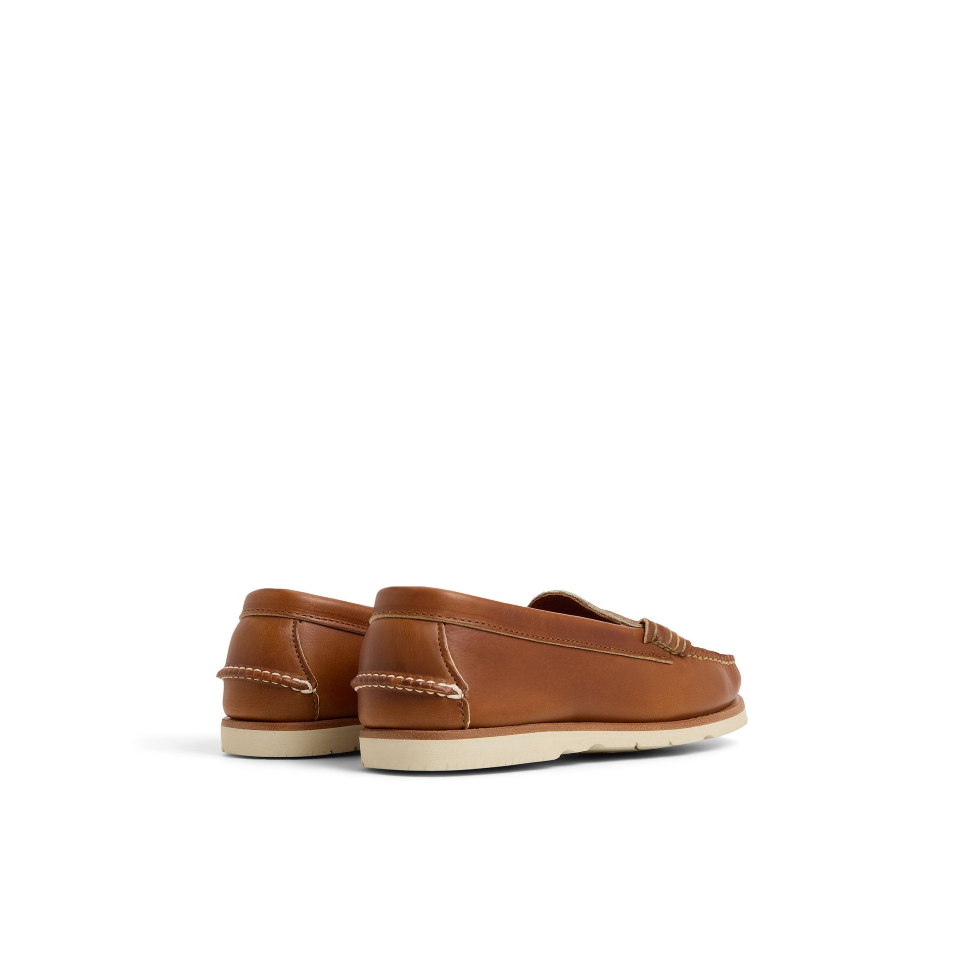 Three-quarter angle of Tan Made in Maine Vibram Penny Loafer Penny Loafer's front side