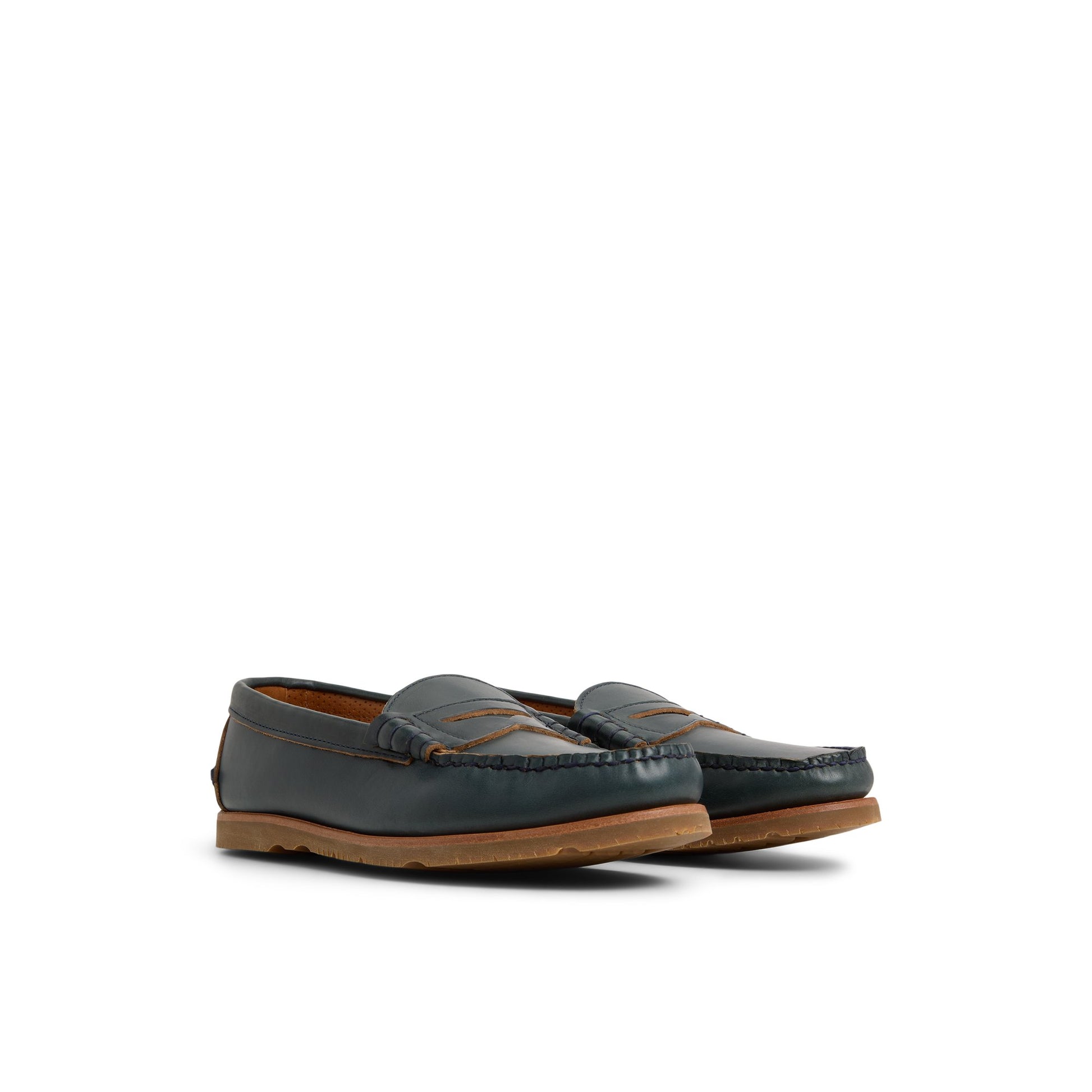 Side view of Navy Gold Cup™ Made in Maine Penny Loafer Penny Loafer