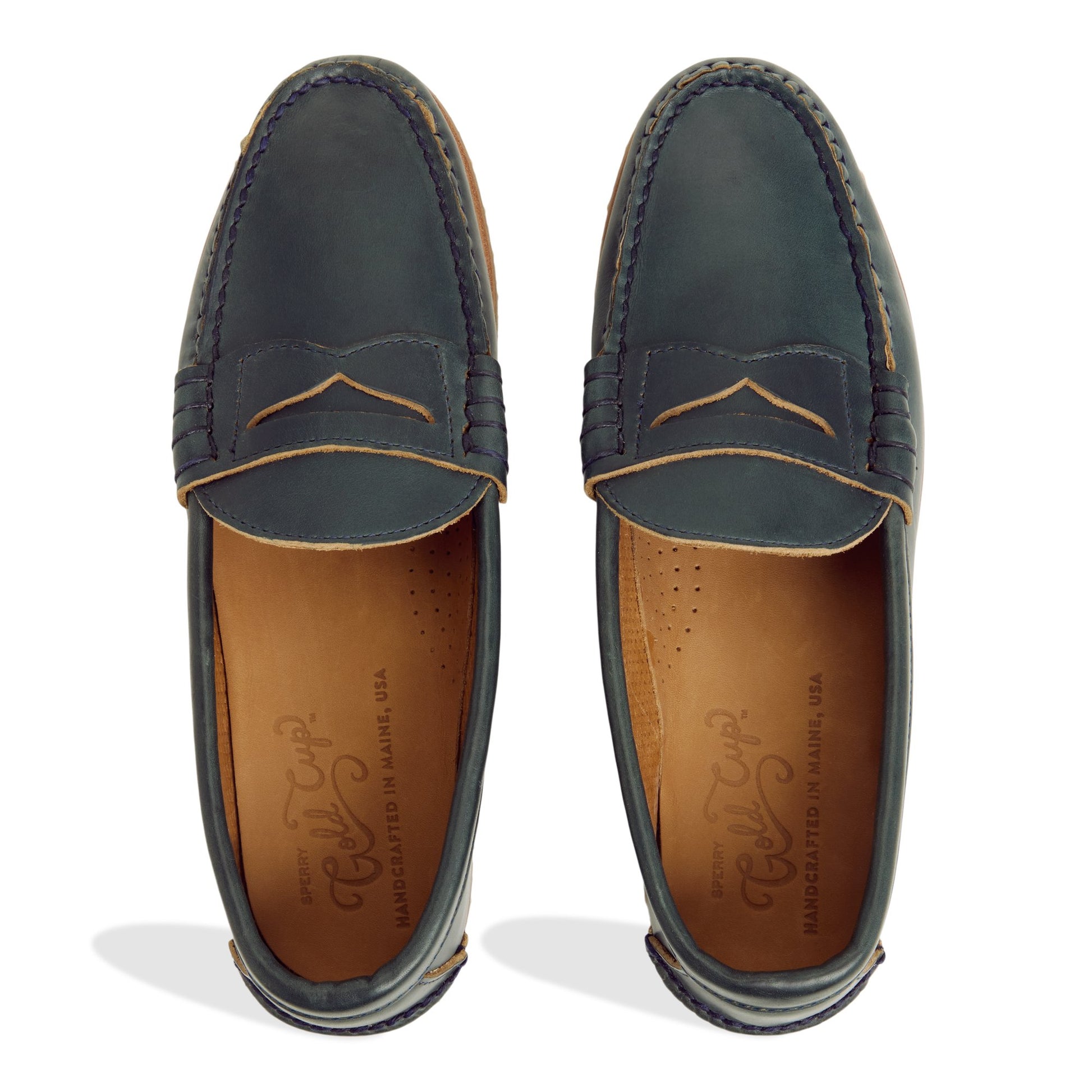 Top-down view of the Navy Gold Cup™ Made in Maine Penny Loafer Penny Loafer