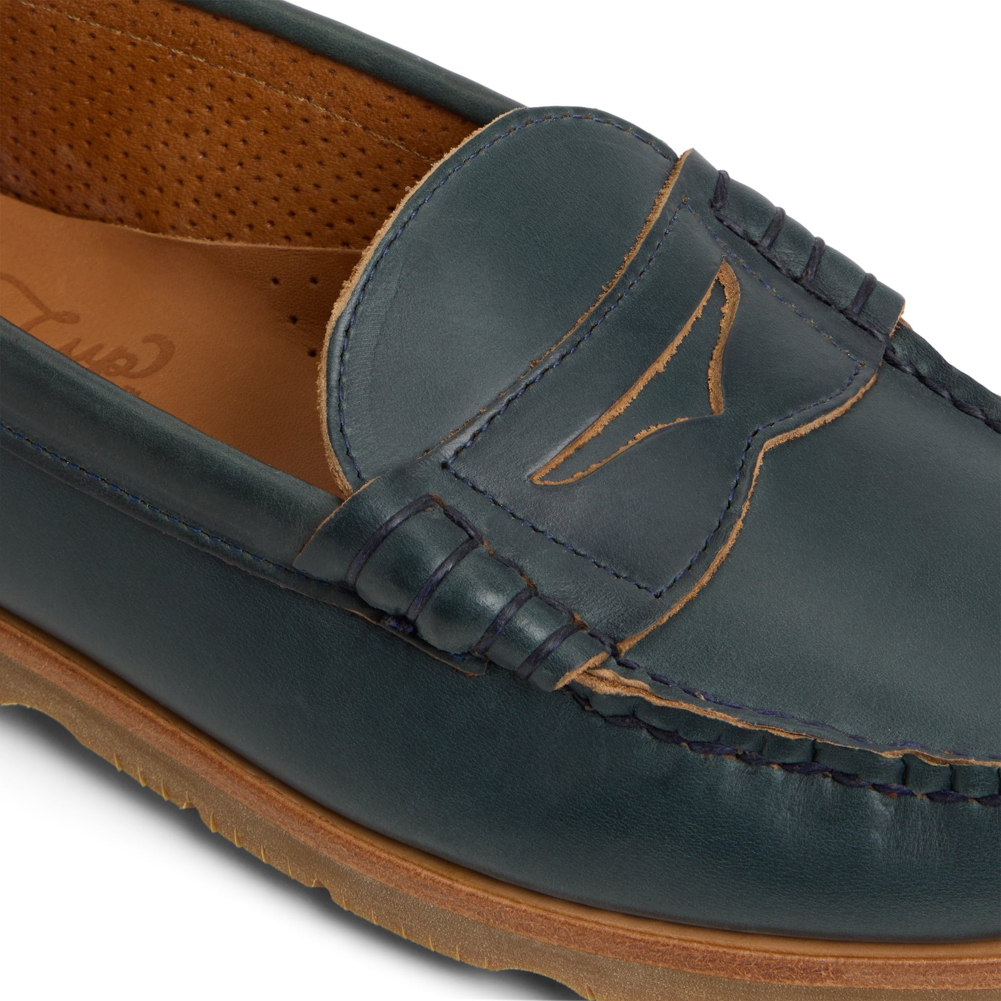 View of Navy Gold Cup™ Made in Maine Penny Loafer Penny Loafer's sole