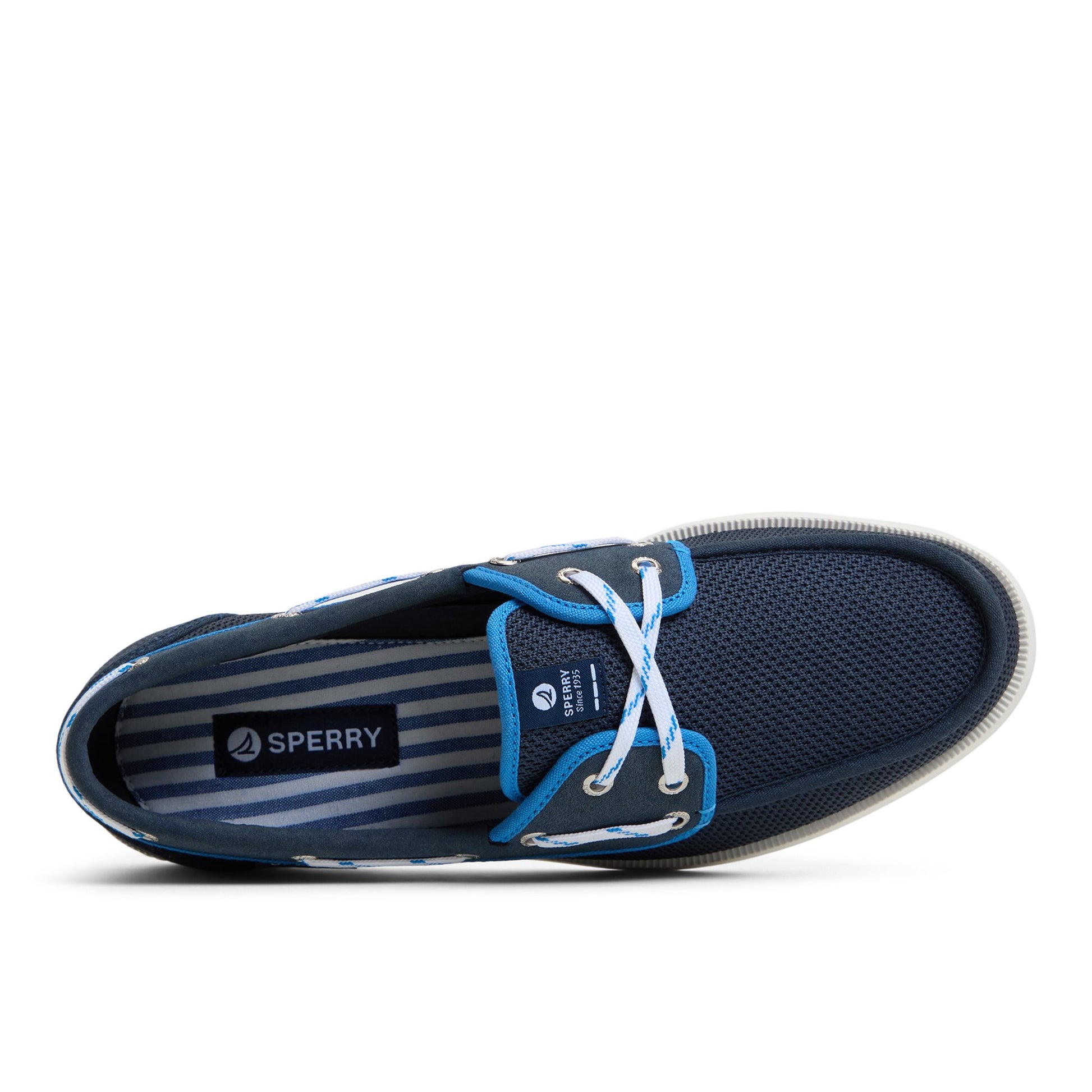 Top-down view of the Blue Combo Helmsman Boat Shoe Boat Shoe