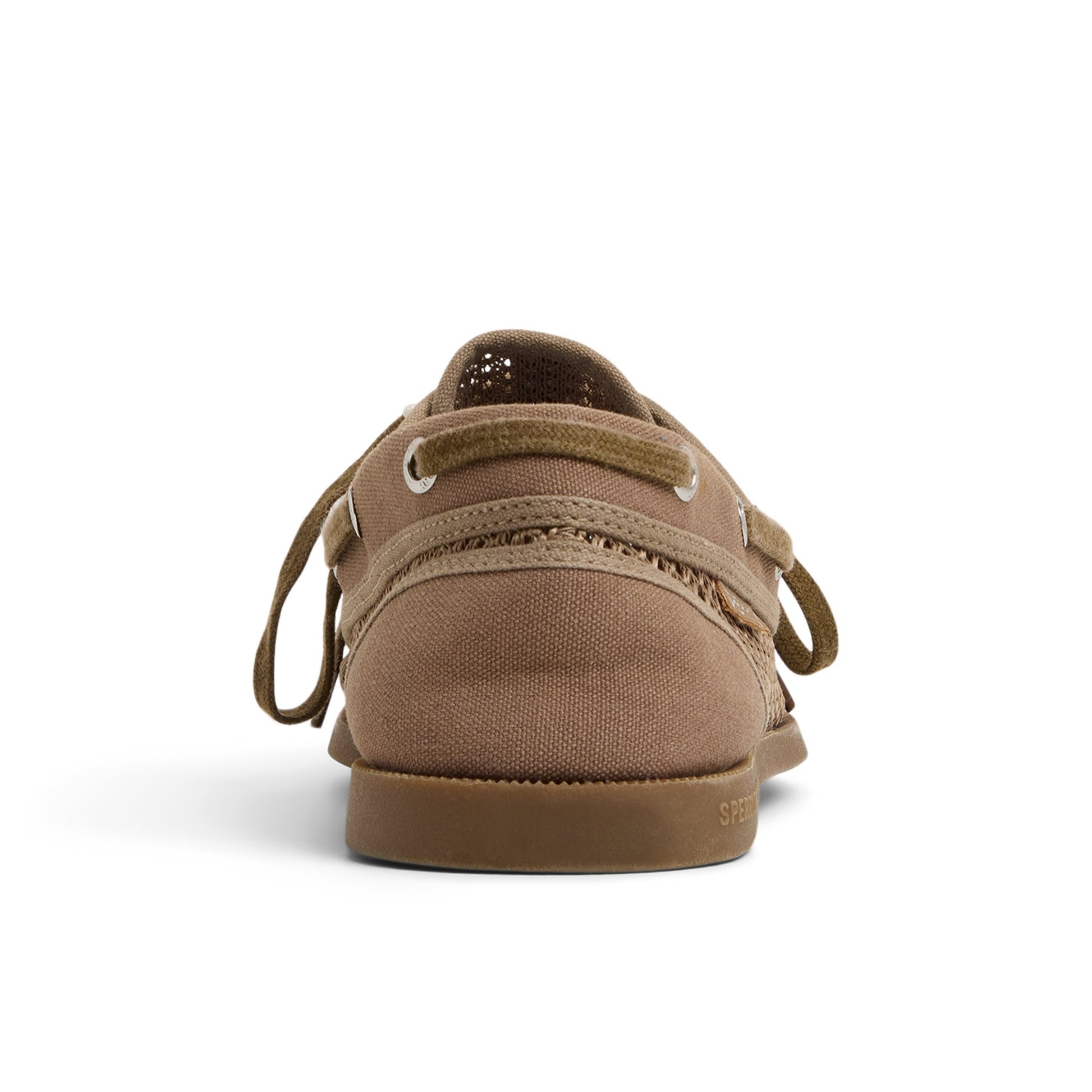 Three-quarter angle of Taupe Helmsman Boat Shoe Boat Shoe's front side