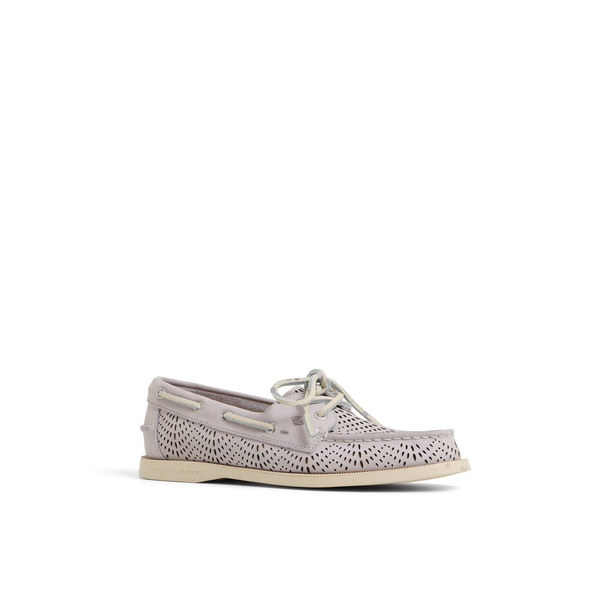 Side view of Lilac Authentic Original™ 2-Eye Perforated Boat Shoe Boat Shoes