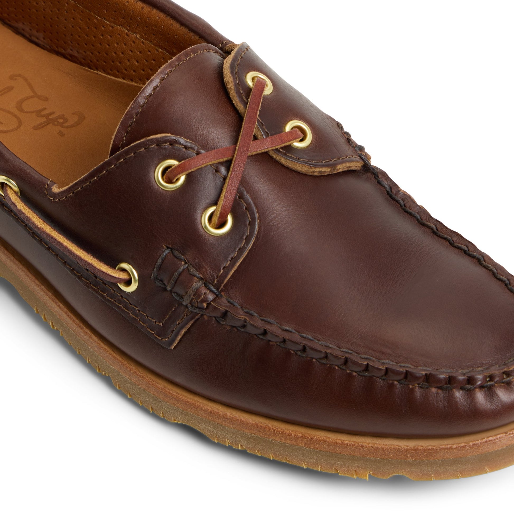 View of Brown Authentic Original™ Made in Maine 2 Eye Boat Shoe Boat Shoes's sole