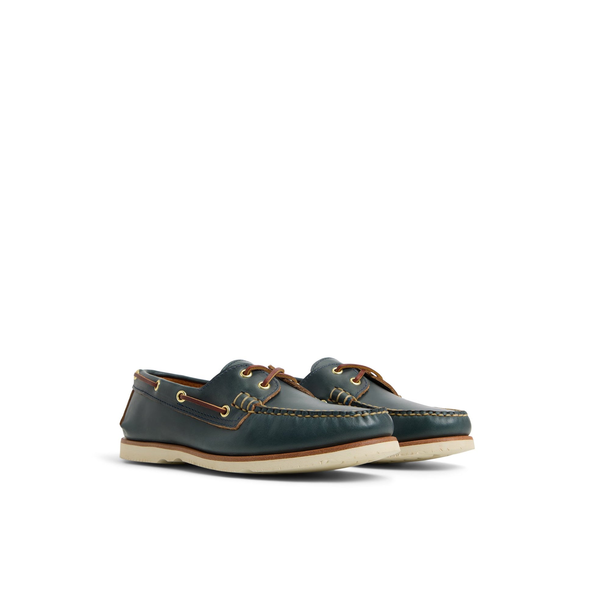 Side view of Navy Authentic Original™ Made in Maine 2 Eye Boat Shoe Boat Shoes