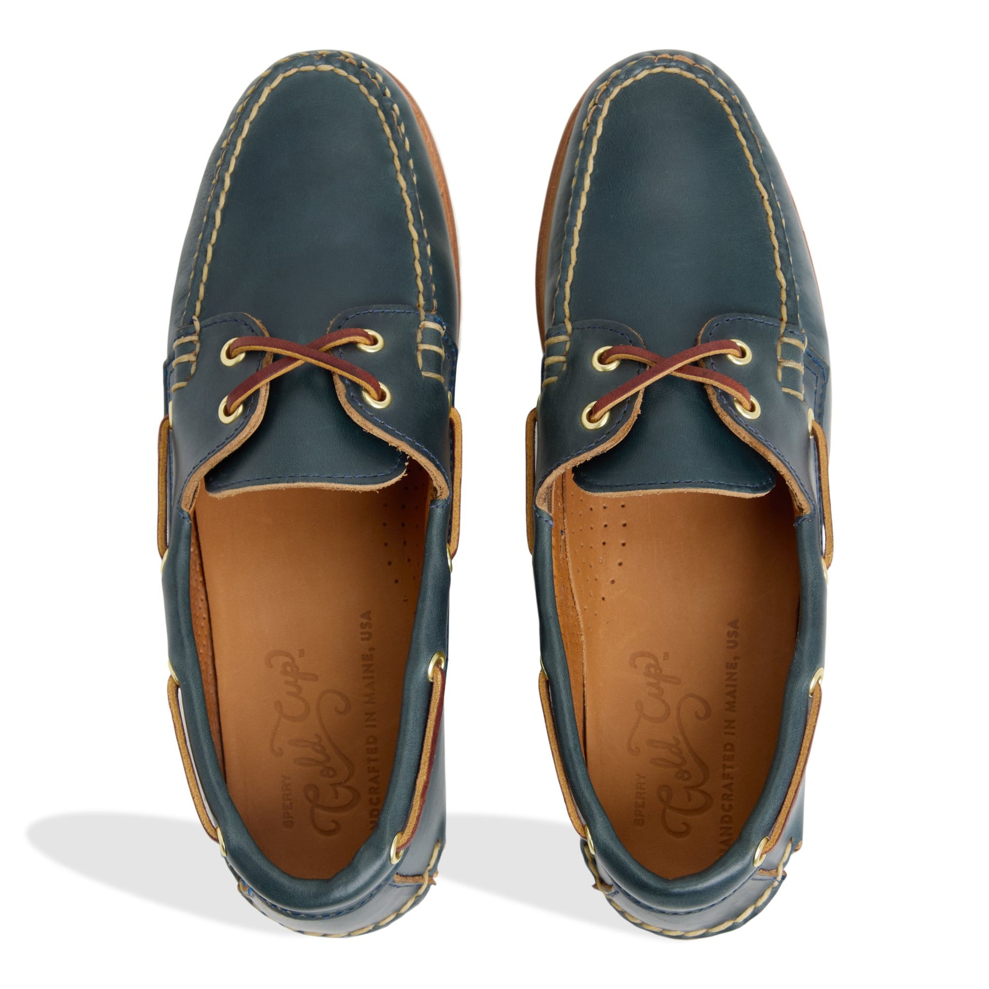 Top-down view of the Navy Authentic Original™ Made in Maine 2 Eye Boat Shoe Boat Shoes