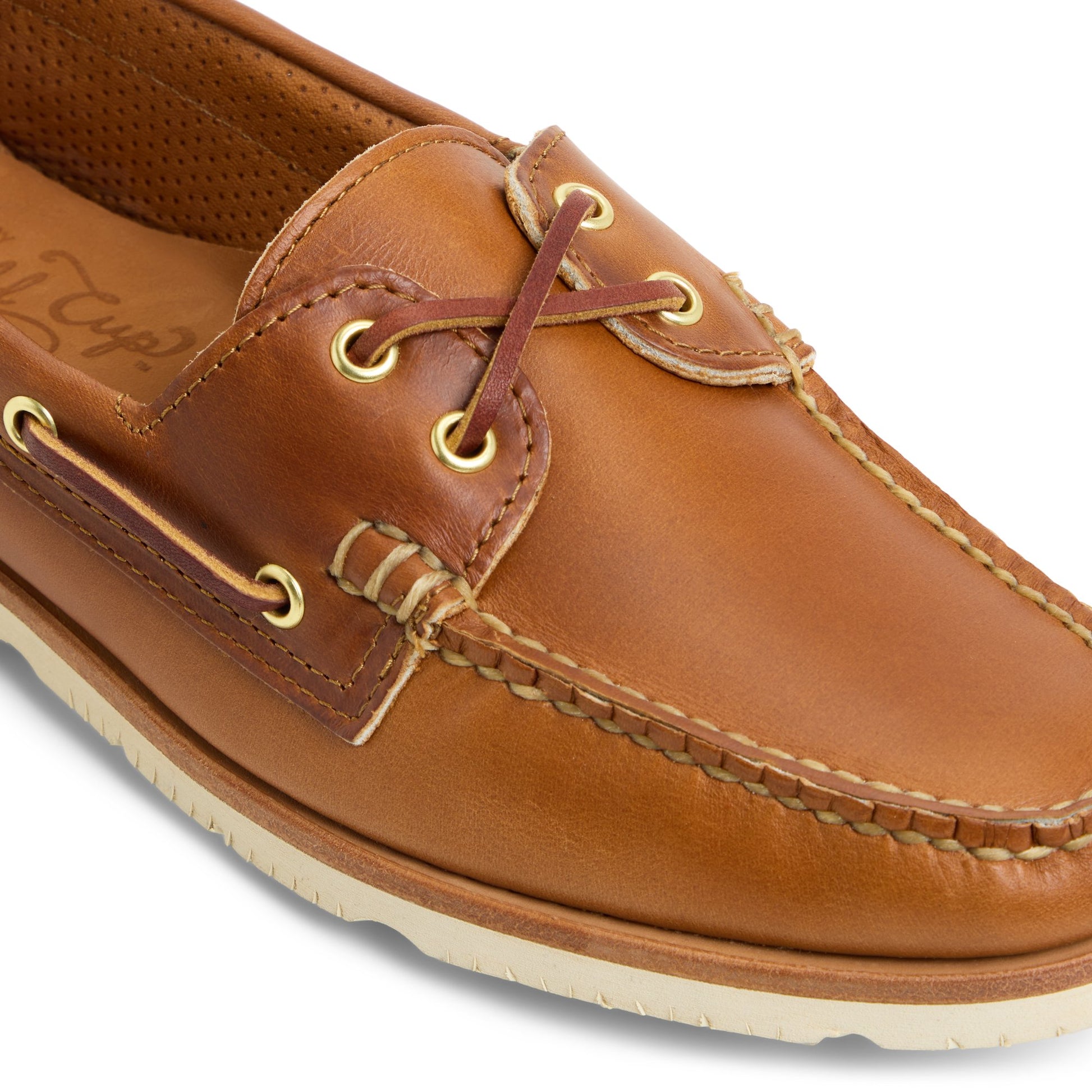 View of Tan Authentic Original™ Made in Maine 2 Eye Boat Shoe Boat Shoes's sole