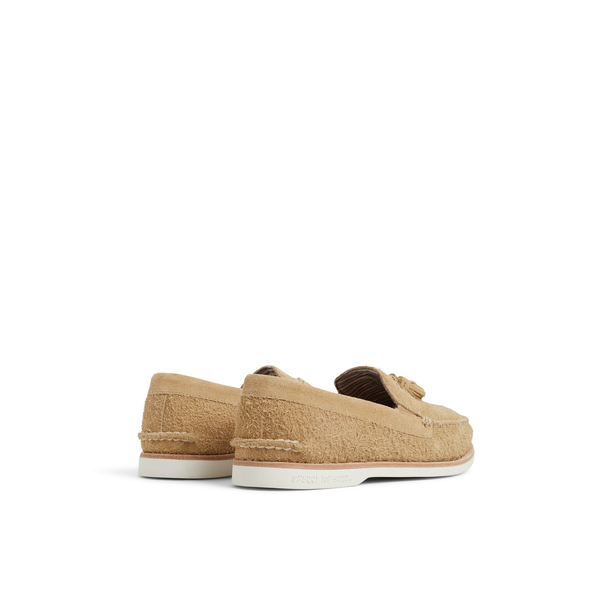 Three-quarter angle of Sand Authentic Original™ Tassel Loafer Boat Shoes's front side