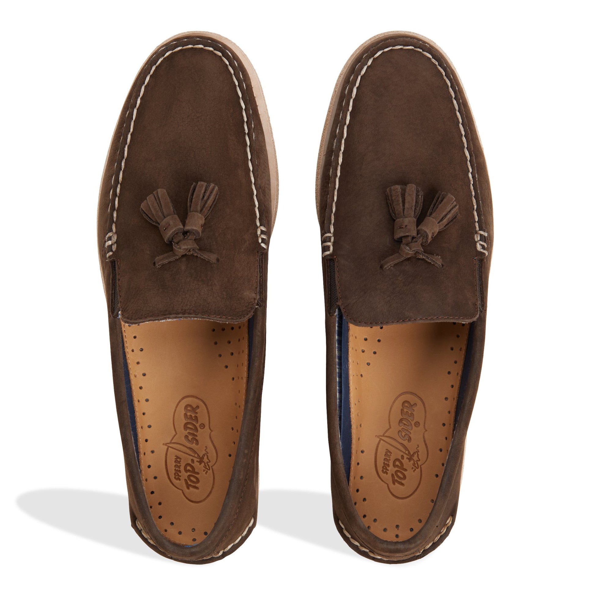 Top-down view of the Brown Authentic Original™ Tassel Loafer Boat Shoes