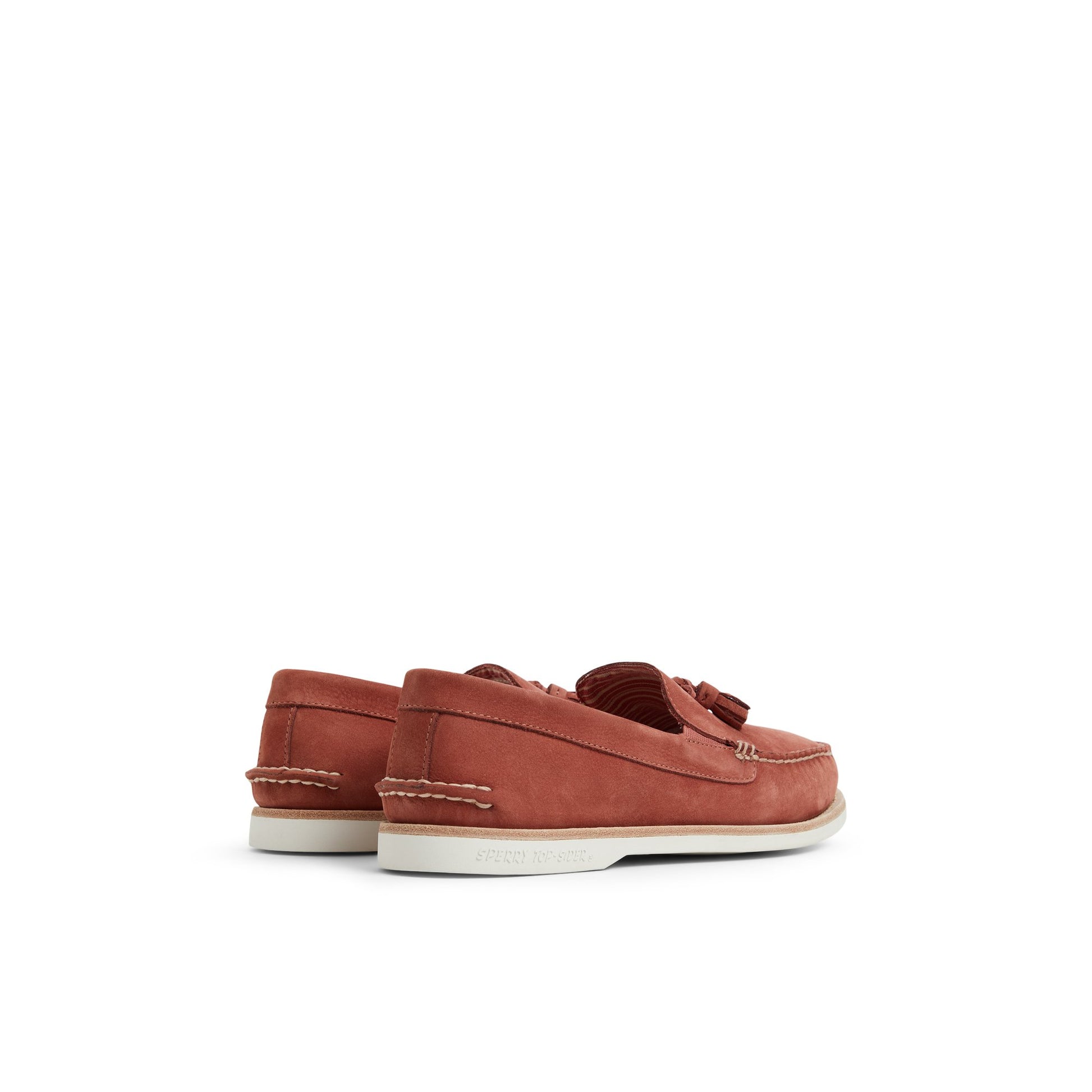 Three-quarter angle of Red Authentic Original™ Tassel Loafer Boat Shoes's front side
