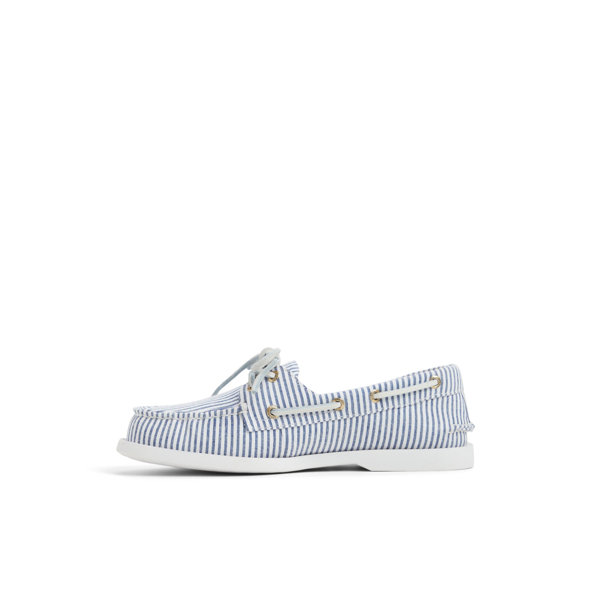 Three-quarter angle of White/Navy Authentic Original™ 2 Eye Lite Boat Shoe Boat Shoes's back side