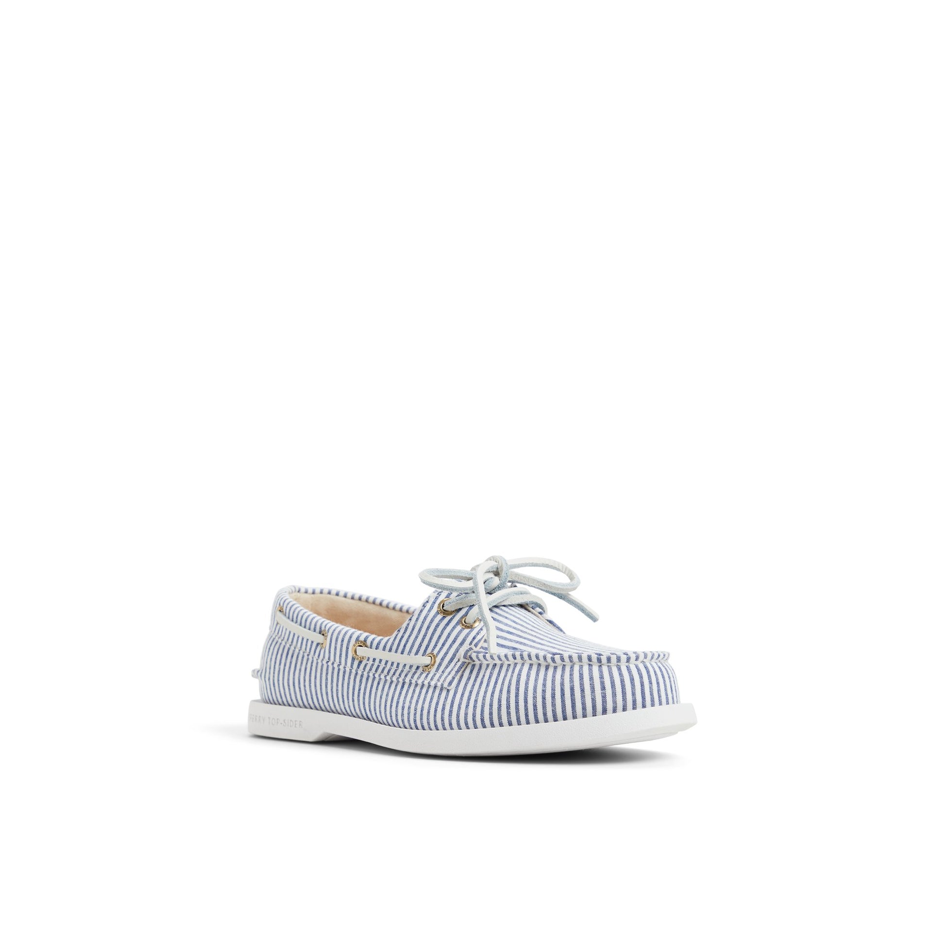 Side view of White/Navy Authentic Original™ 2 Eye Lite Boat Shoe Boat Shoes