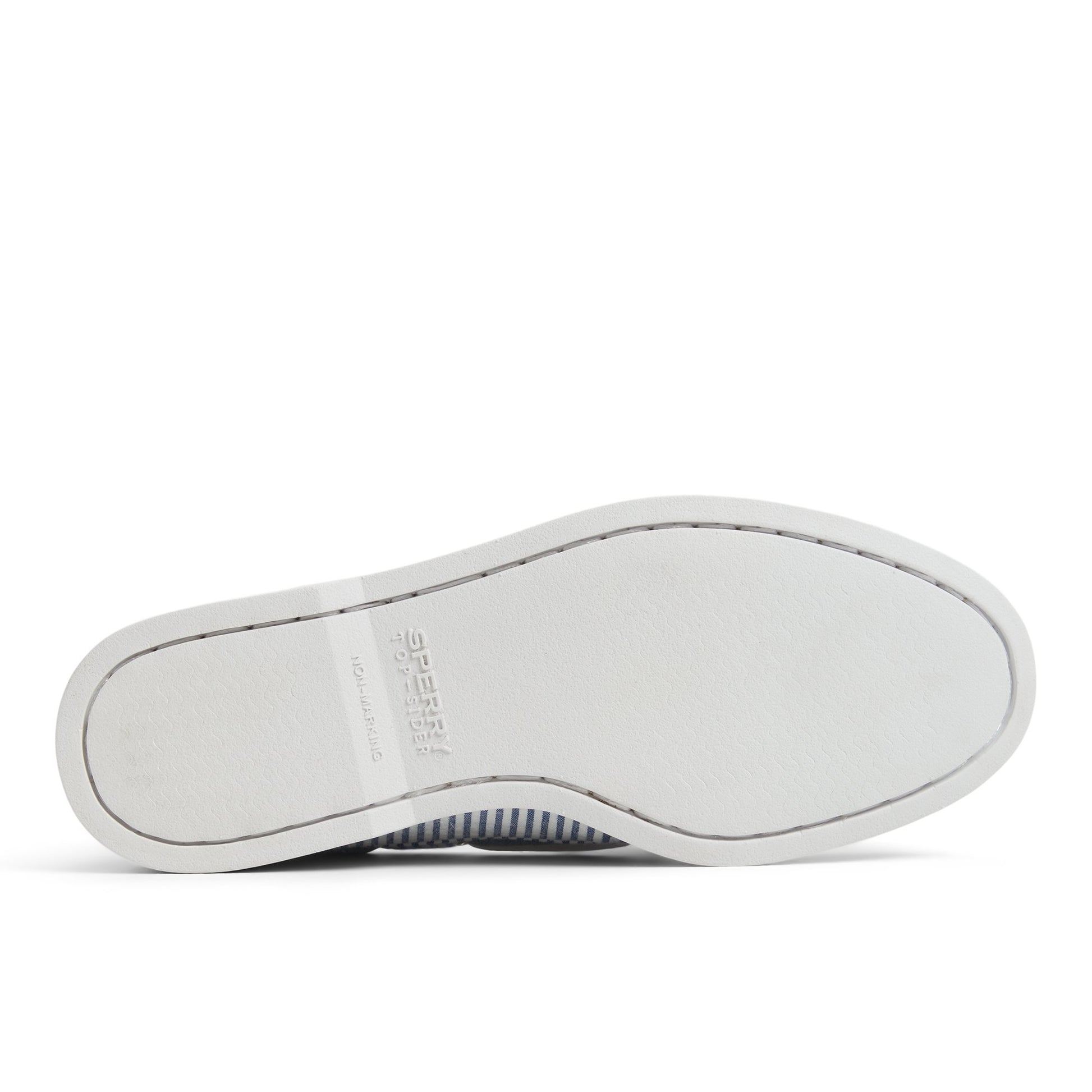 Close-up of the White/Navy Authentic Original™ 2 Eye Lite Boat Shoe Boat Shoes