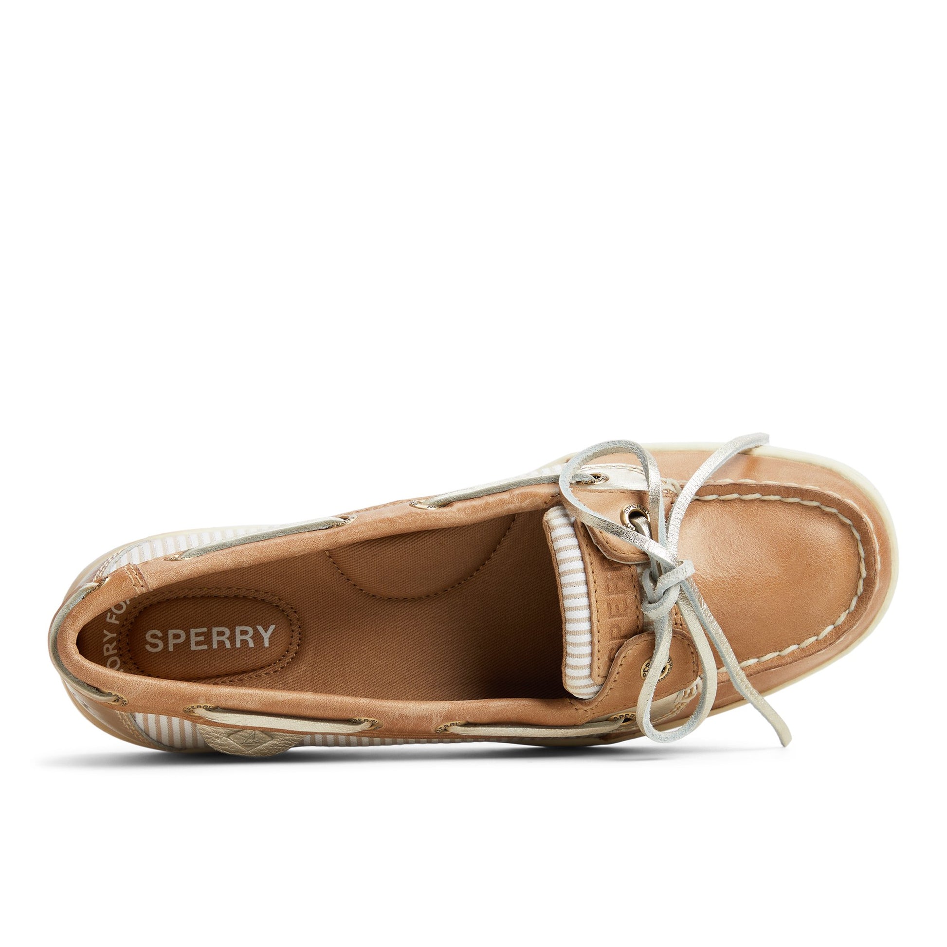 Top-down view of the Light Beige Angelfish 1 Eye Boat Shoe Boat Shoes
