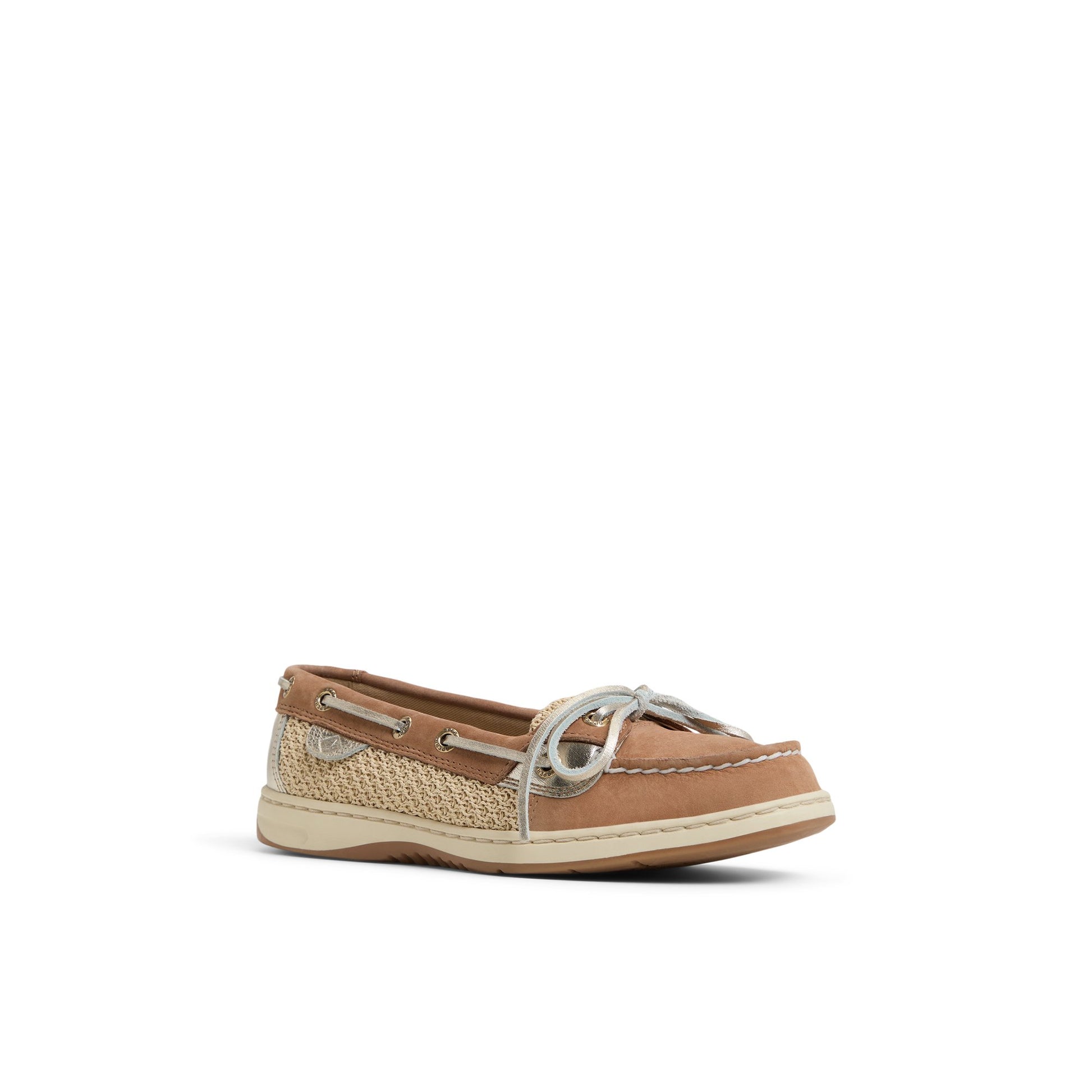 Side view of Open tan Angelfish 1 Eye Boat Shoe Boat Shoes