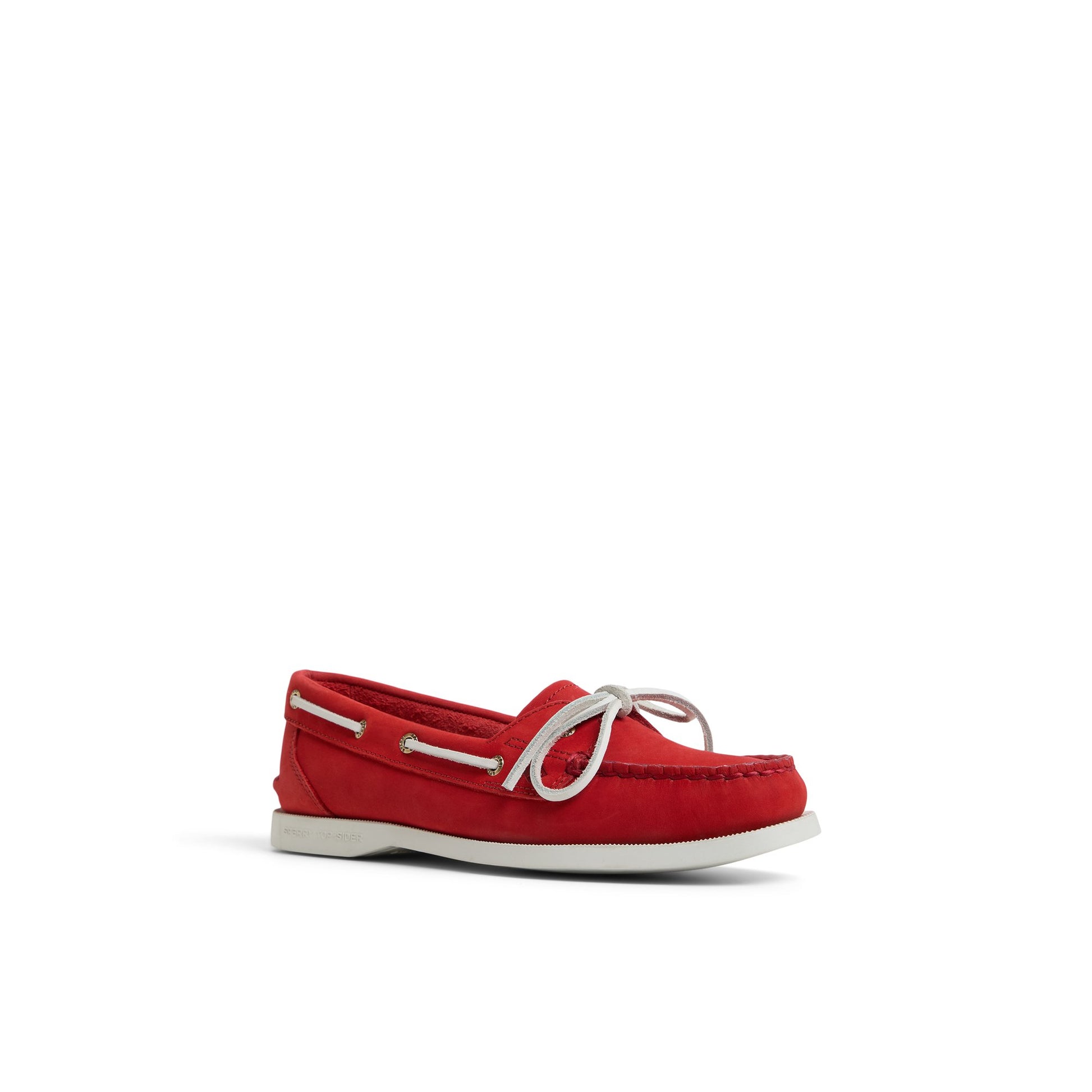 Side view of Red Authentic Original™ 1 Eye Boat Shoe Boat Shoes