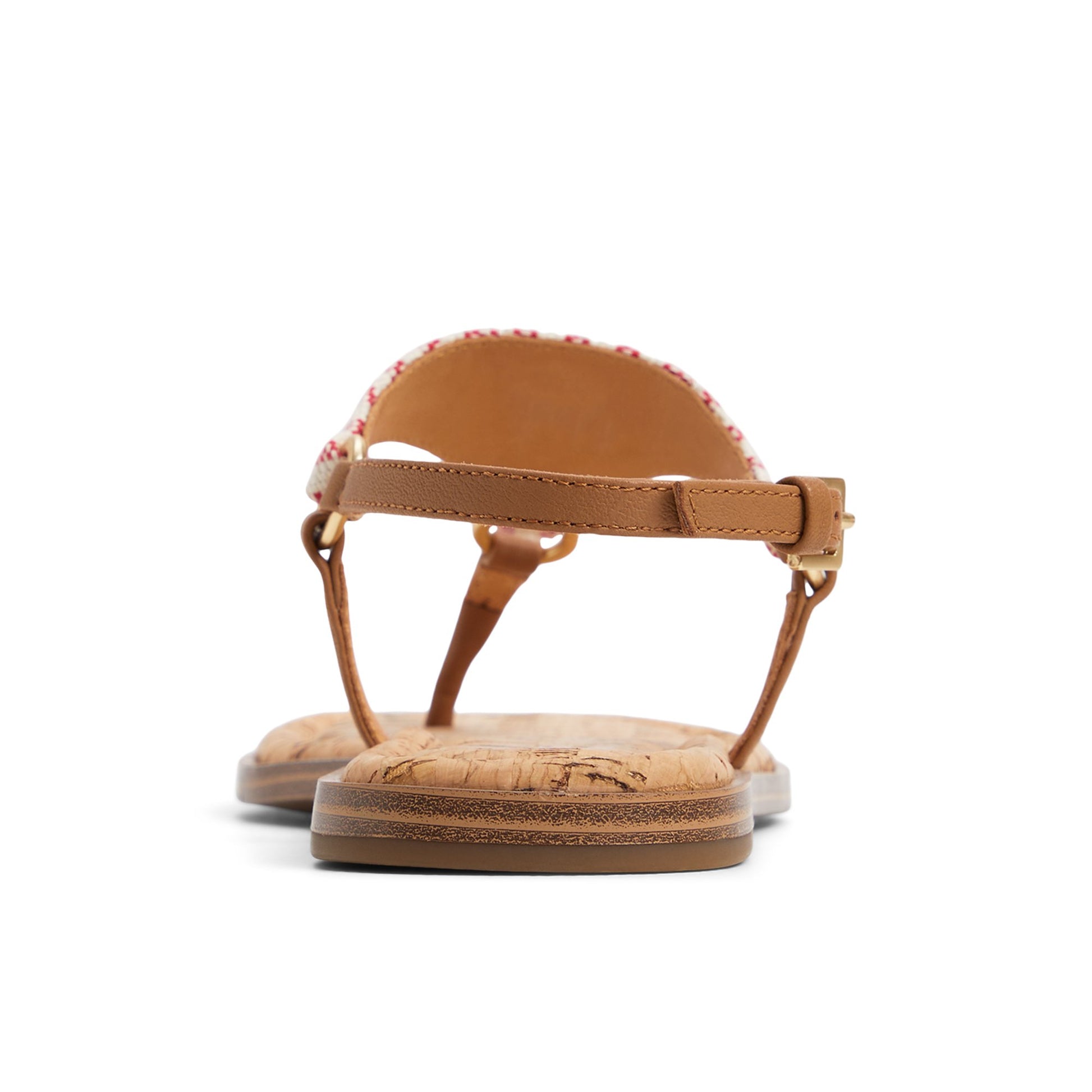 Three-quarter angle of Red/White Riva T-bar Sandal T-Strap Flat Sandals's front side